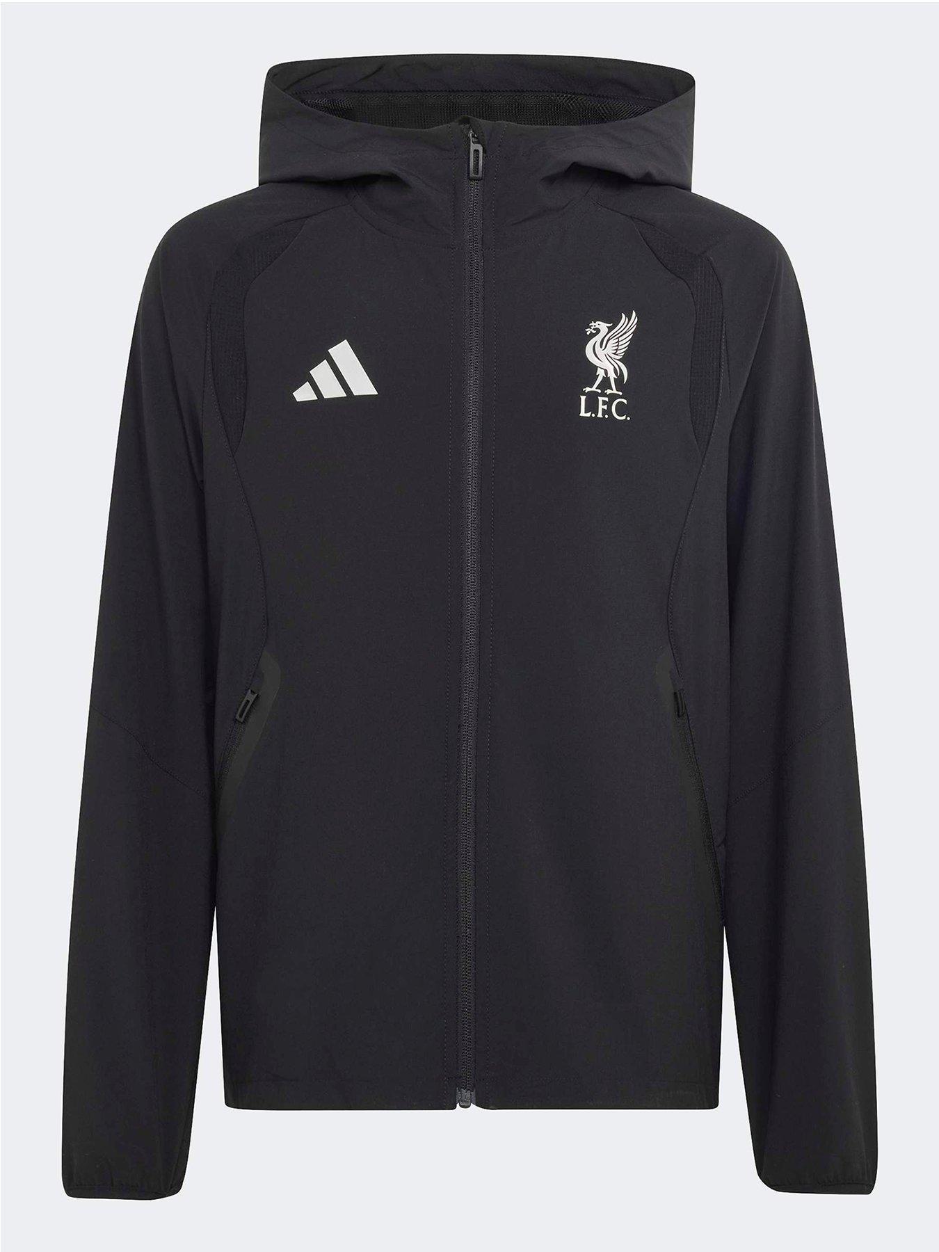 adidas Junior Liverpool FC Tiro Travel Full Zip Windbreaker - Black
