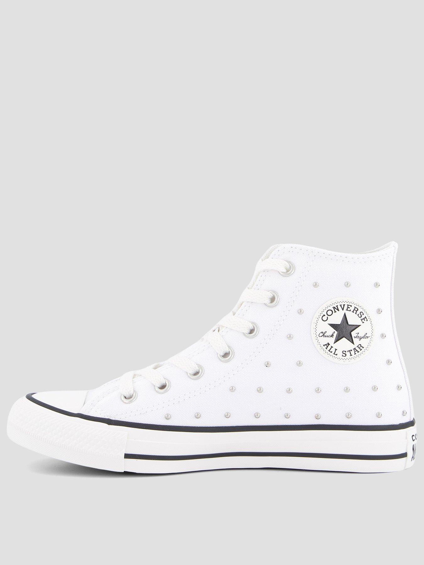 Image 1 of 7 of Converse Girls' Chuck Taylor All Star High Studded Trainers - White