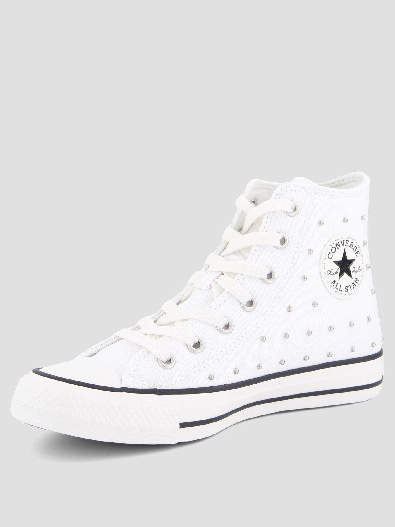 Image 2 of 7 of Converse Girls' Chuck Taylor All Star High Studded Trainers - White