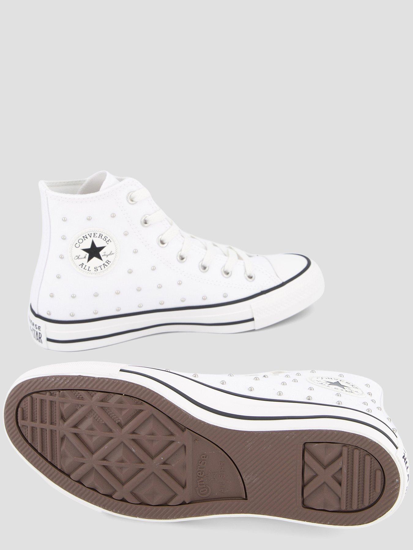 Image 4 of 7 of Converse Girls' Chuck Taylor All Star High Studded Trainers - White