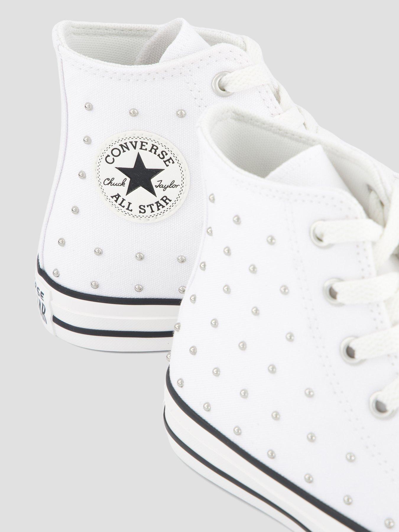 Image 5 of 7 of Converse Girls' Chuck Taylor All Star High Studded Trainers - White