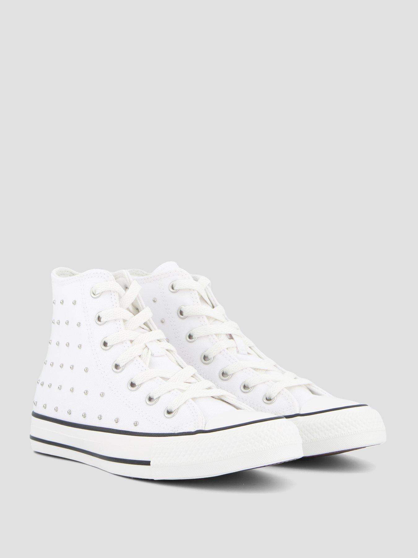 Image 6 of 7 of Converse Girls' Chuck Taylor All Star High Studded Trainers - White