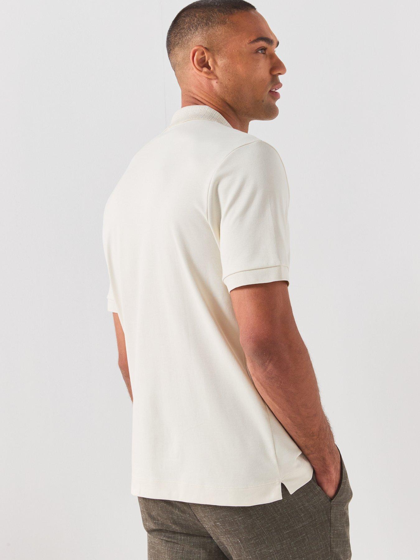 Image 2 of 6 of BOSS Patterned Collar Stretch Polo Shirt - Open White