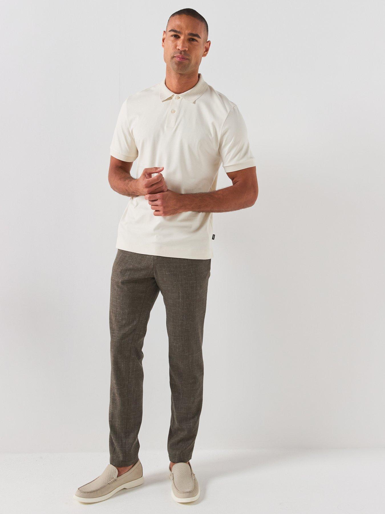 Image 5 of 6 of BOSS Patterned Collar Stretch Polo Shirt - Open White