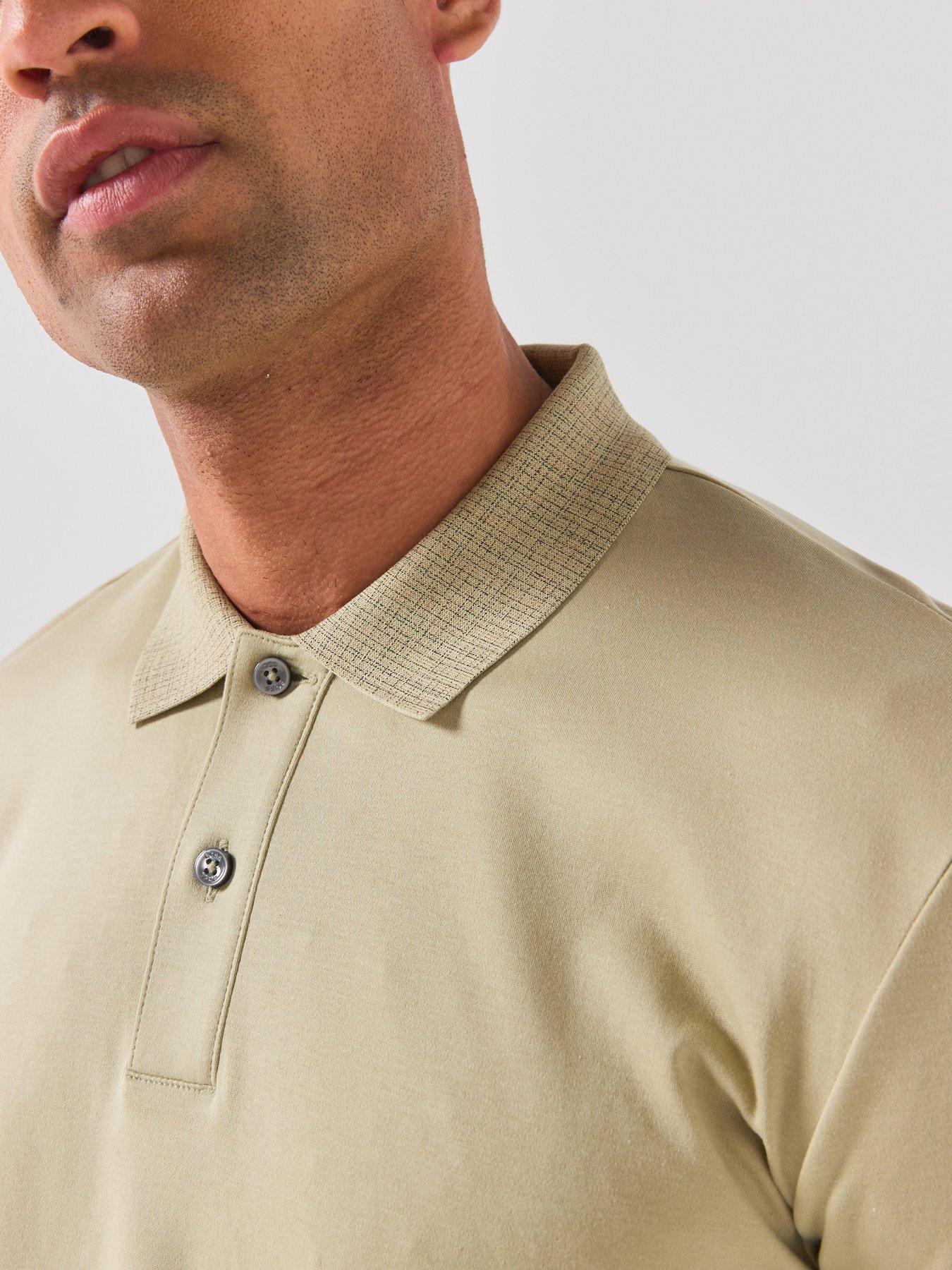 Image 6 of 6 of BOSS Patterned Collar Stretch Polo Shirt - Dark Beige