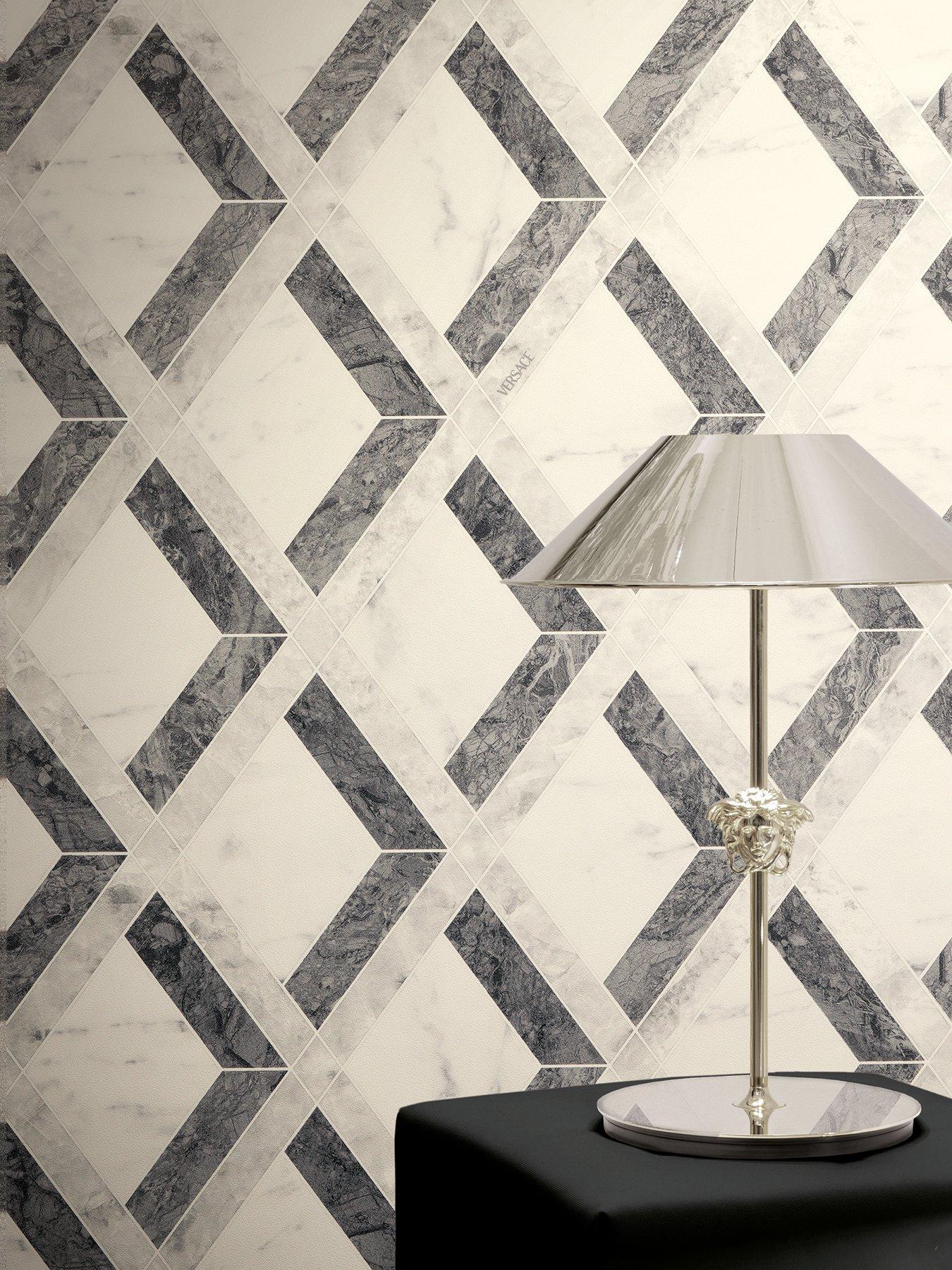 Versace Lattice Charcoal Grey Cream