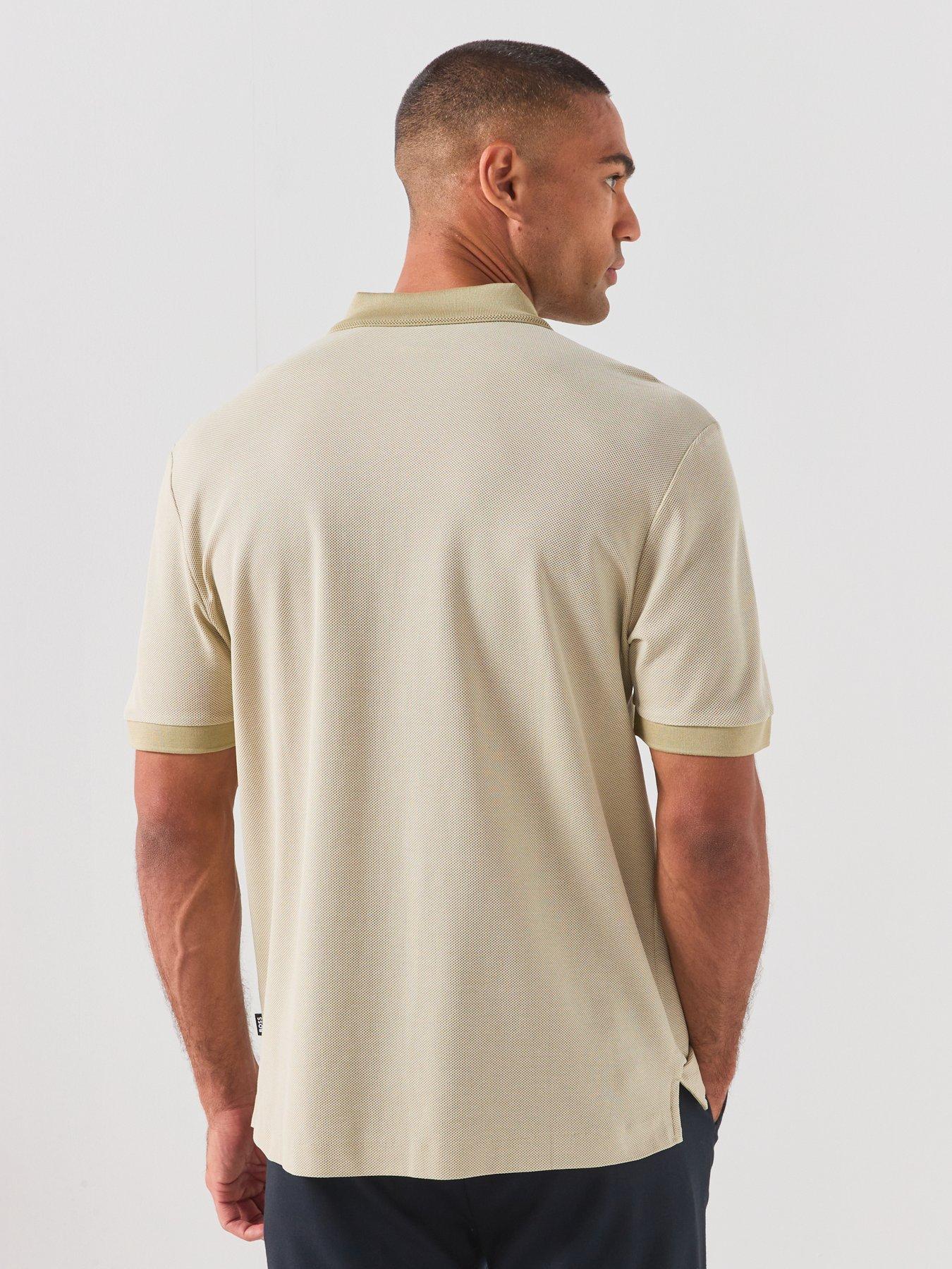 Image 2 of 6 of BOSS Zip Neck Jacquard Polo Shirt - Dark Beige