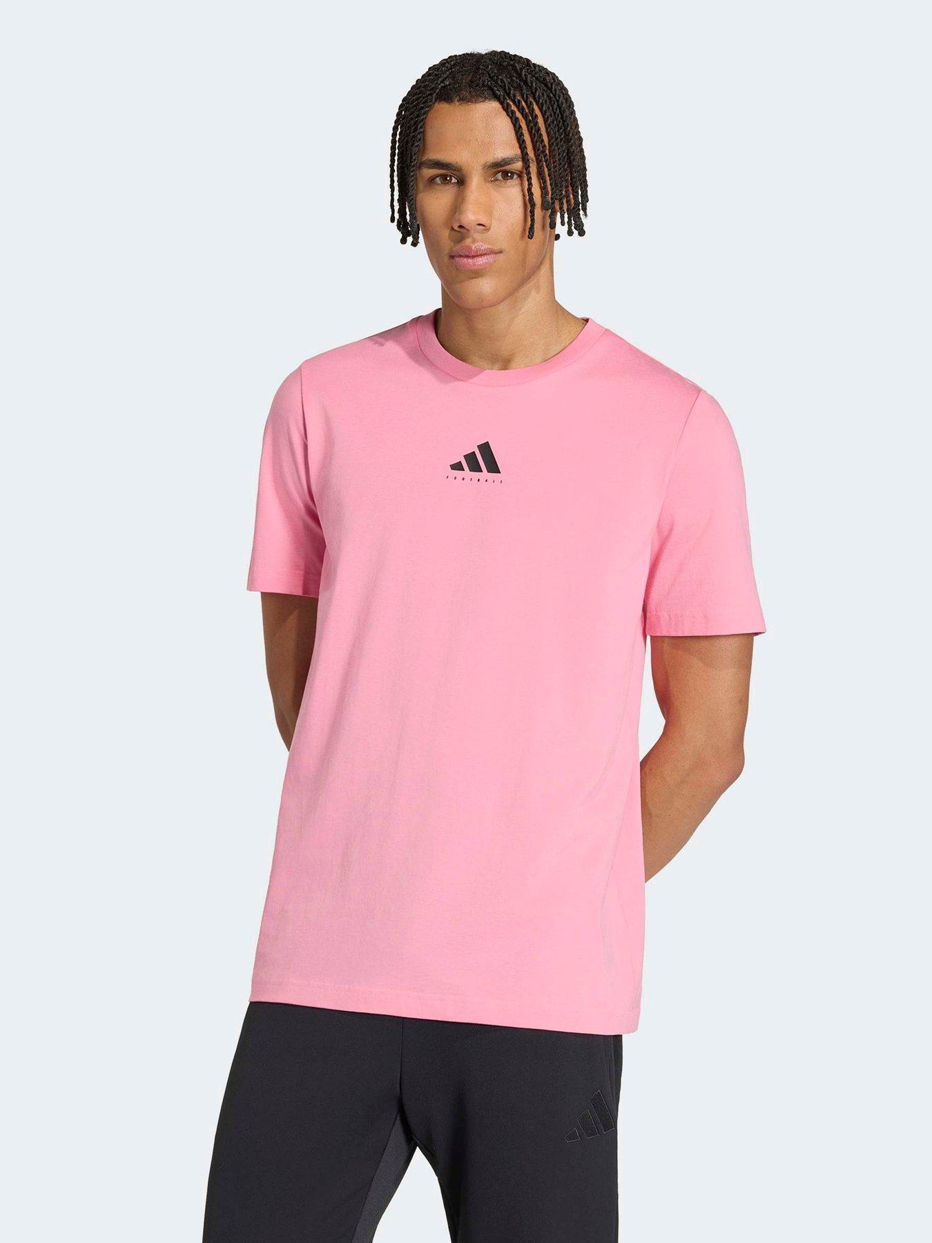 Adidas Mens Football Graphic T-Shirt - White in Pink