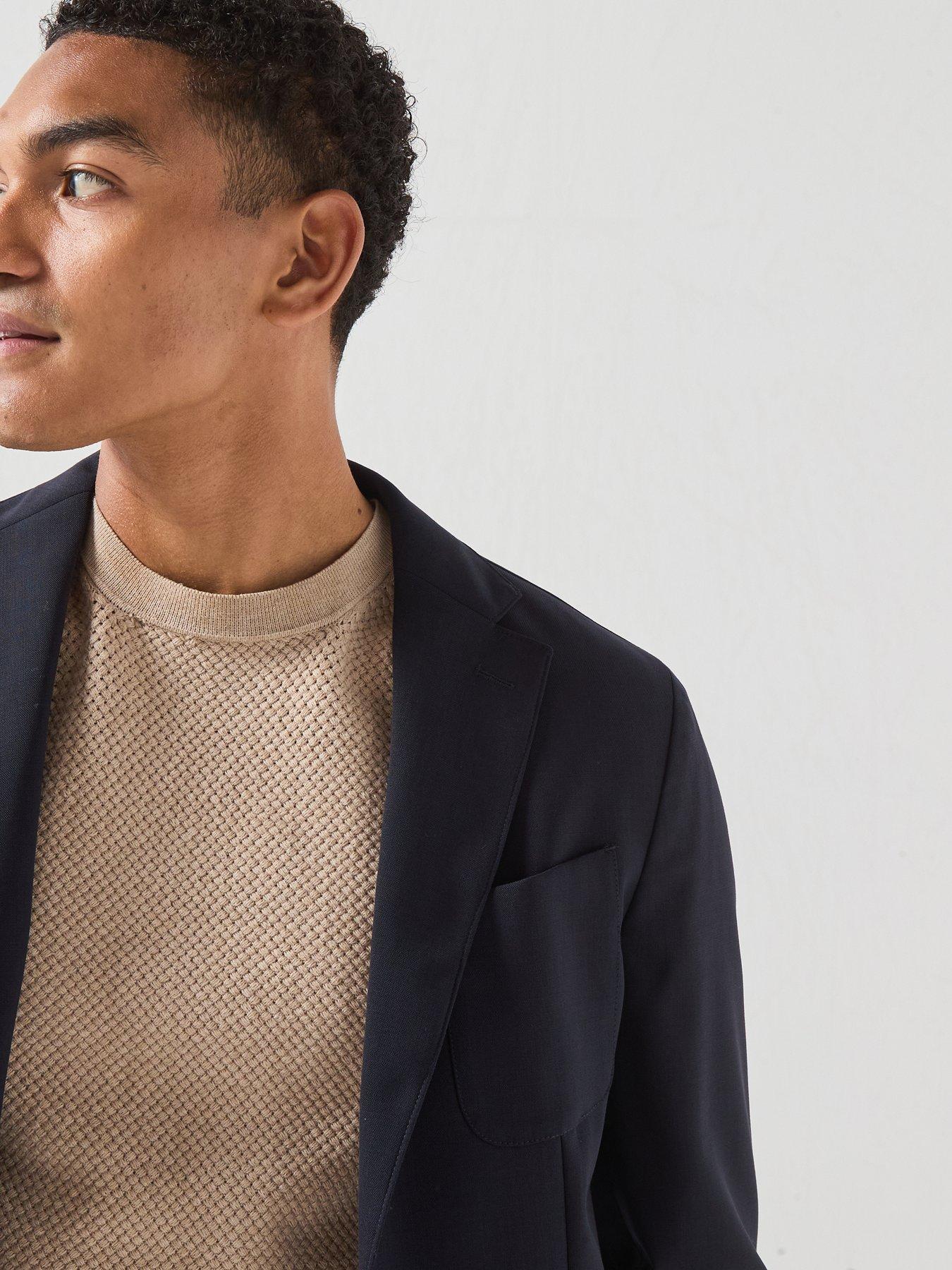 Image 4 of 6 of BOSS Slim-fit Suit Jacket in Washable Performance-Stretch Fabric - Dark Blue