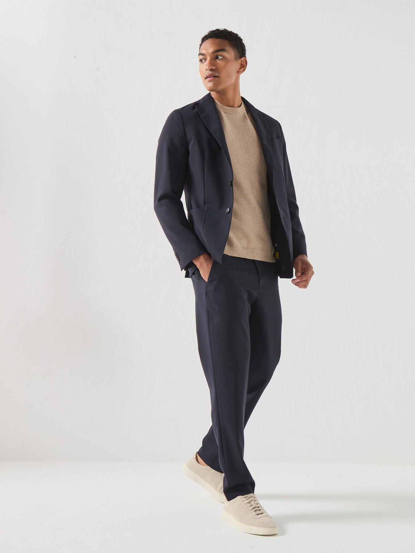 Image 3 of 5 of BOSS P-Perin Performance Tech Wool Relaxed Smart Trousers - Dark Blue