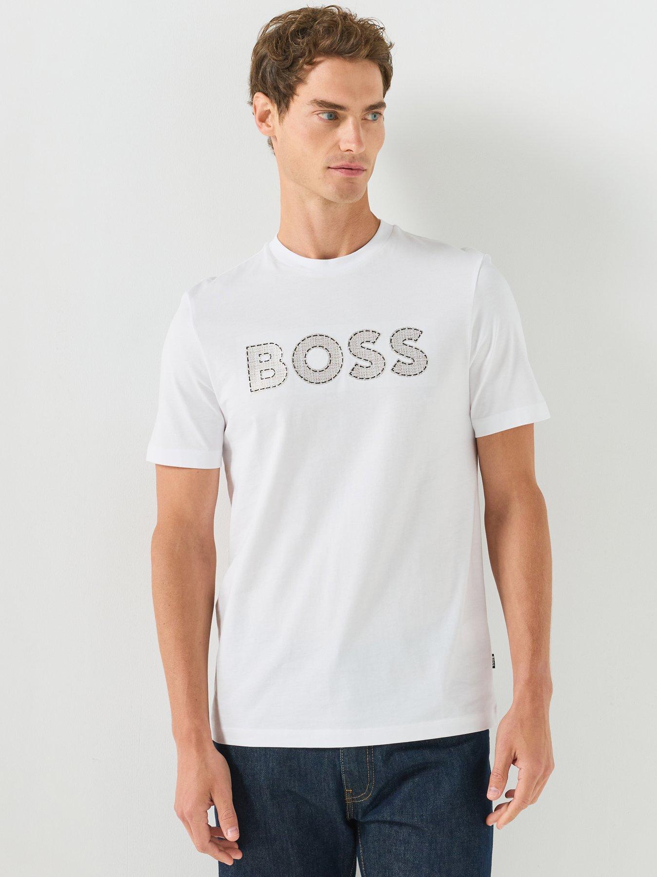 BOSS Men's C Thompson 89 Overlay Logo T Shirt - White