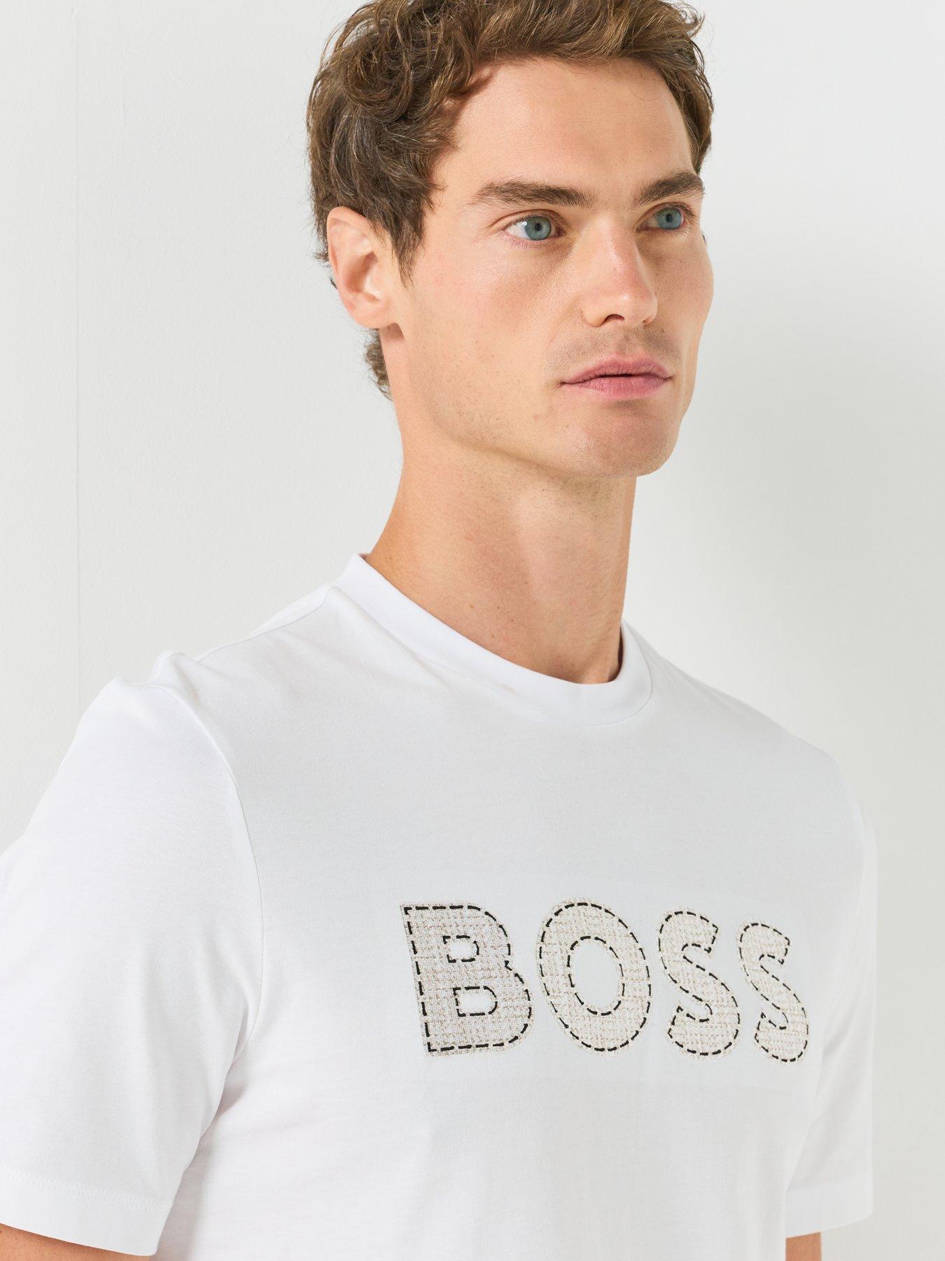Image 4 of 6 of BOSS Men's C Thompson 89 Overlay Logo T Shirt - White