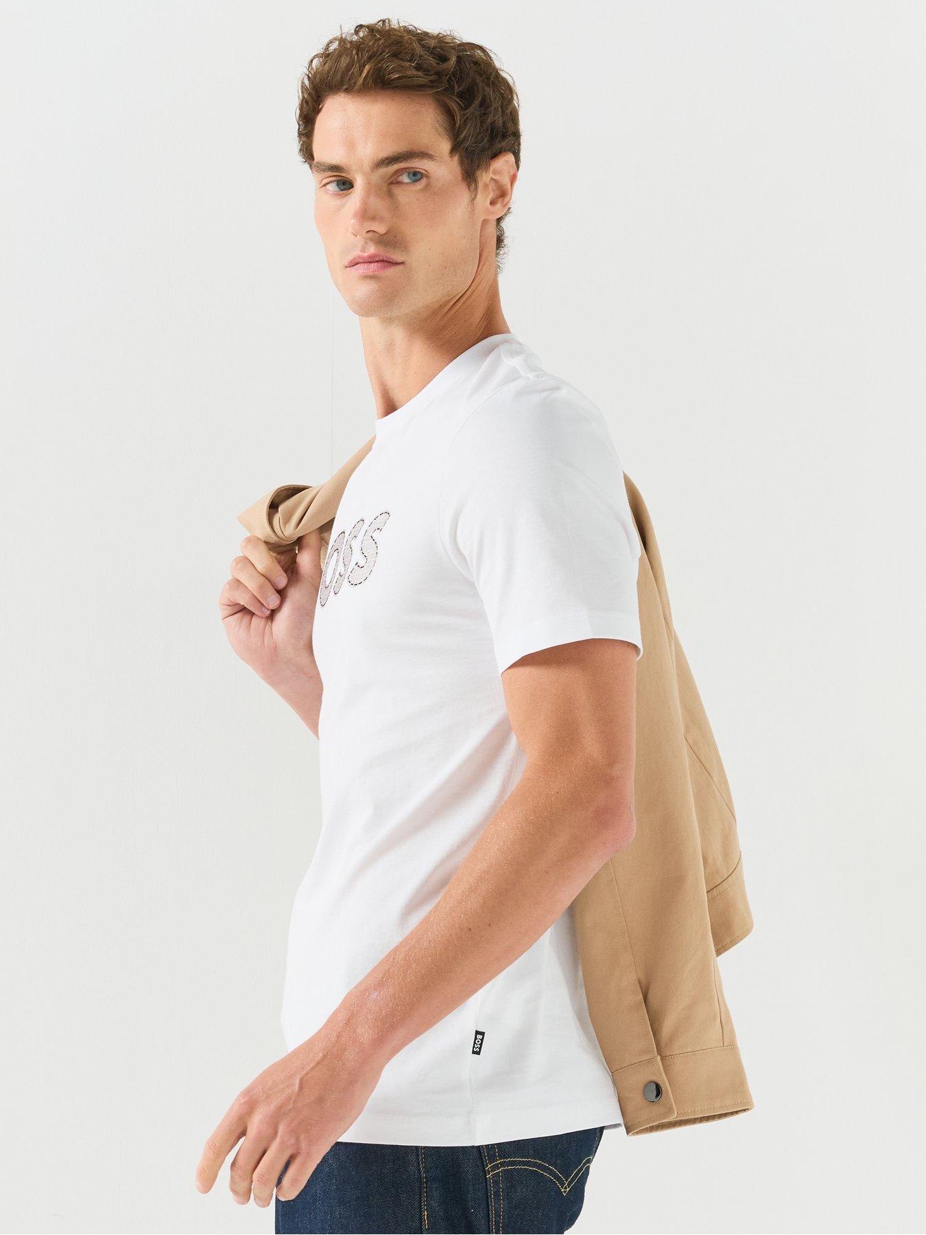 Image 5 of 6 of BOSS Men's C Thompson 89 Overlay Logo T Shirt - White
