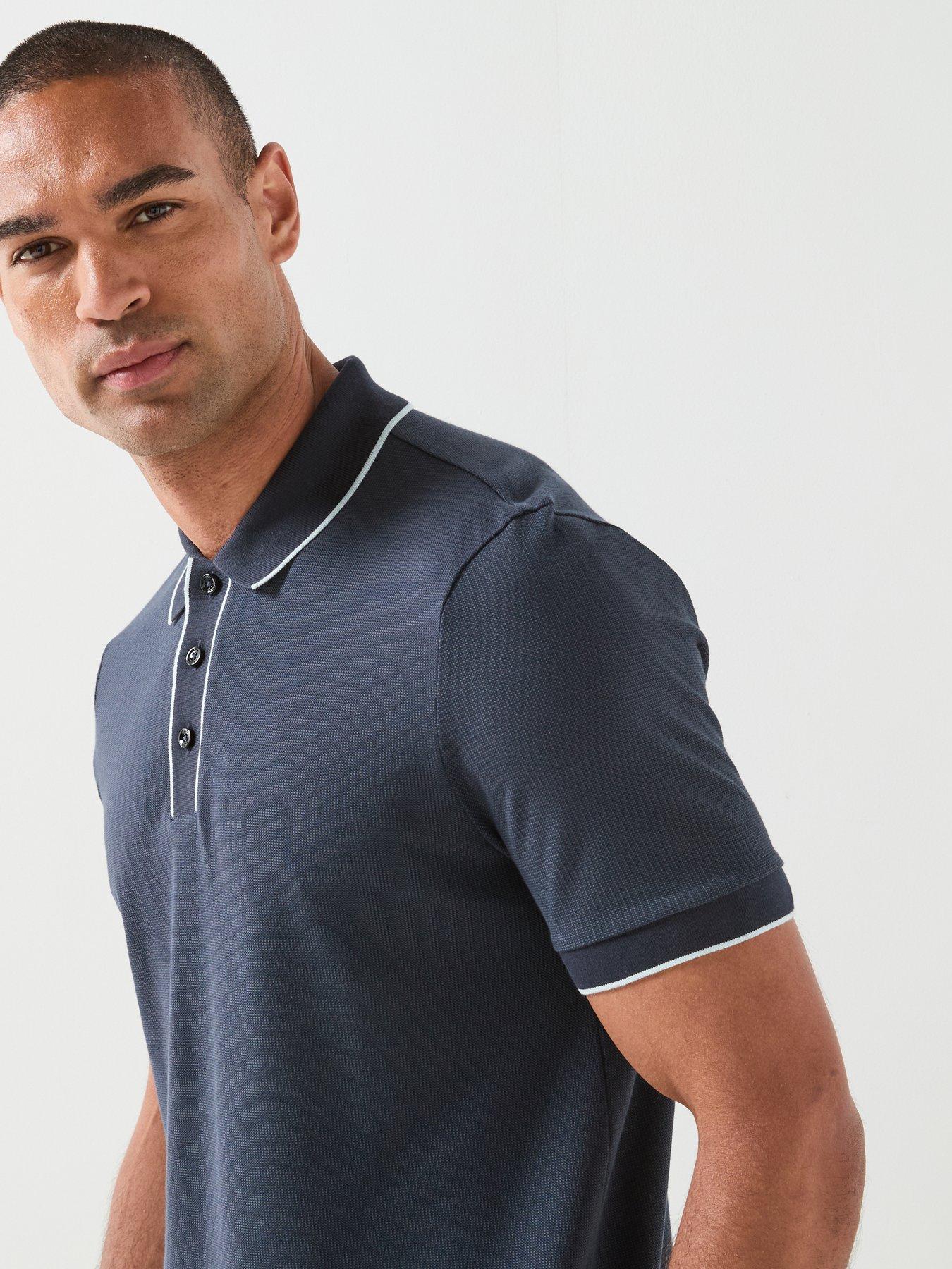 Image 4 of 6 of BOSS Contrast Placket Polo Shirt - Dark Blue