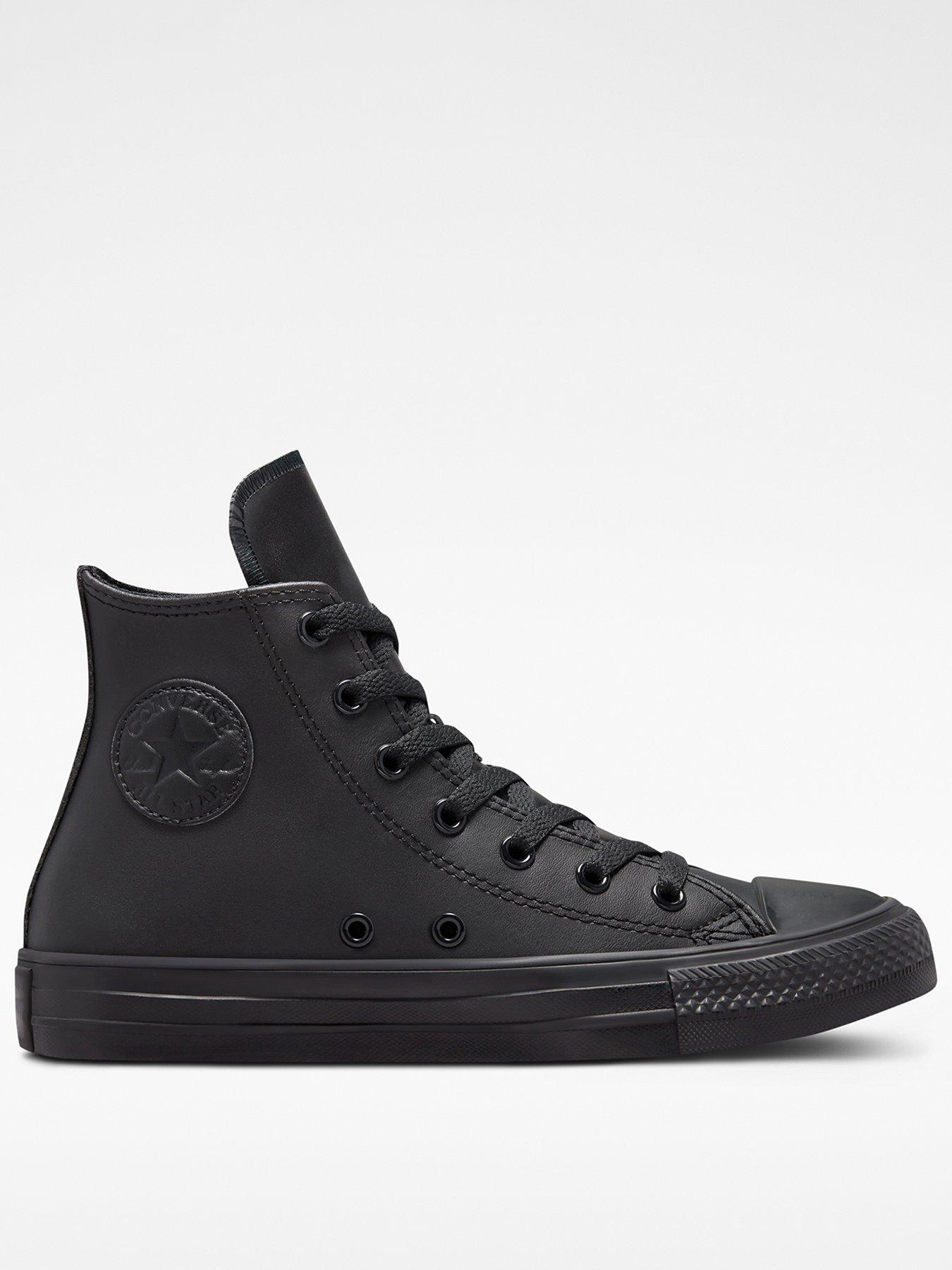 Image 1 of 7 of Converse Junior Foundational Leather Chuck Taylor All Star Trainers - Black