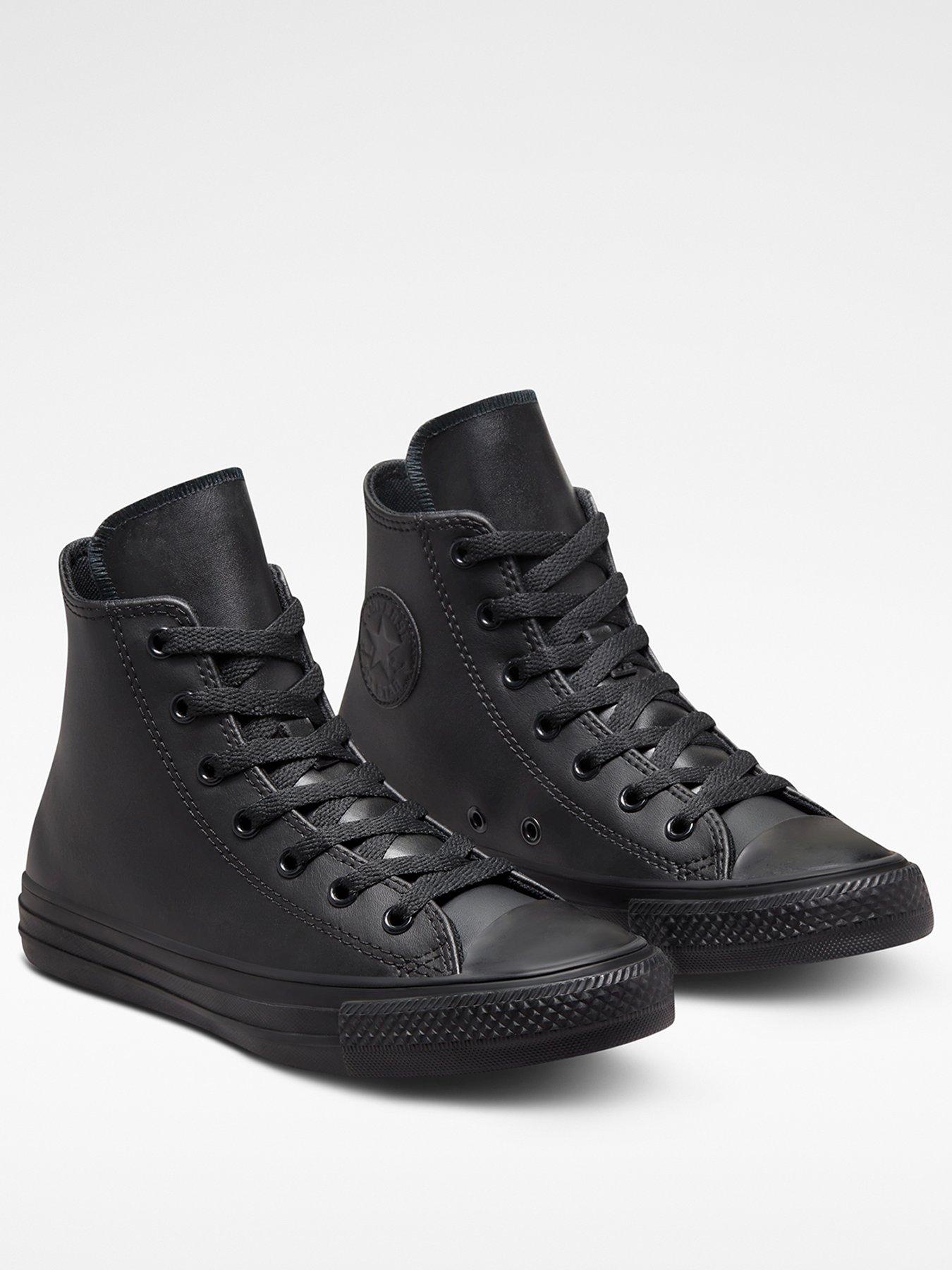 Image 2 of 7 of Converse Junior Foundational Leather Chuck Taylor All Star Trainers - Black