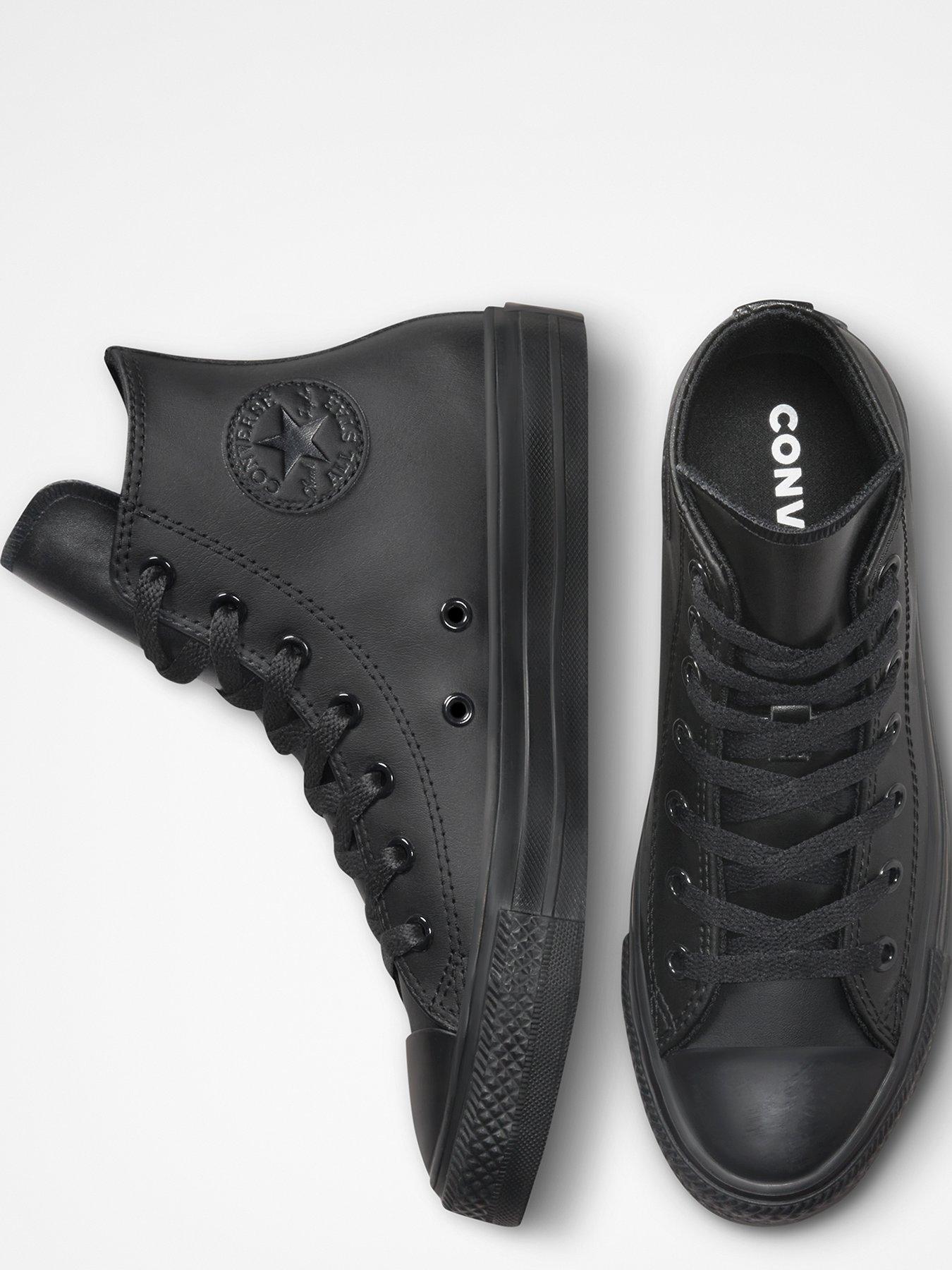 Image 4 of 7 of Converse Junior Foundational Leather Chuck Taylor All Star Trainers - Black