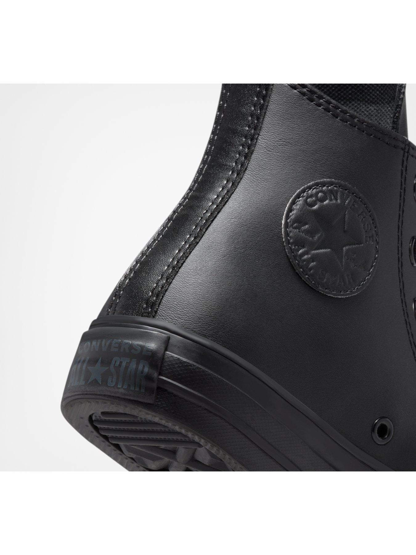 Image 6 of 7 of Converse Junior Foundational Leather Chuck Taylor All Star Trainers - Black