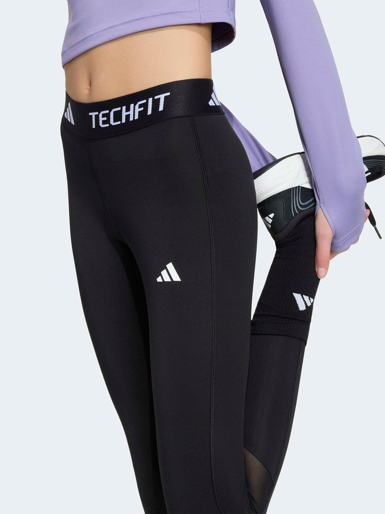 Image 4 of 5 of adidas Junior TECHFIT Long Training Tights - Black/White