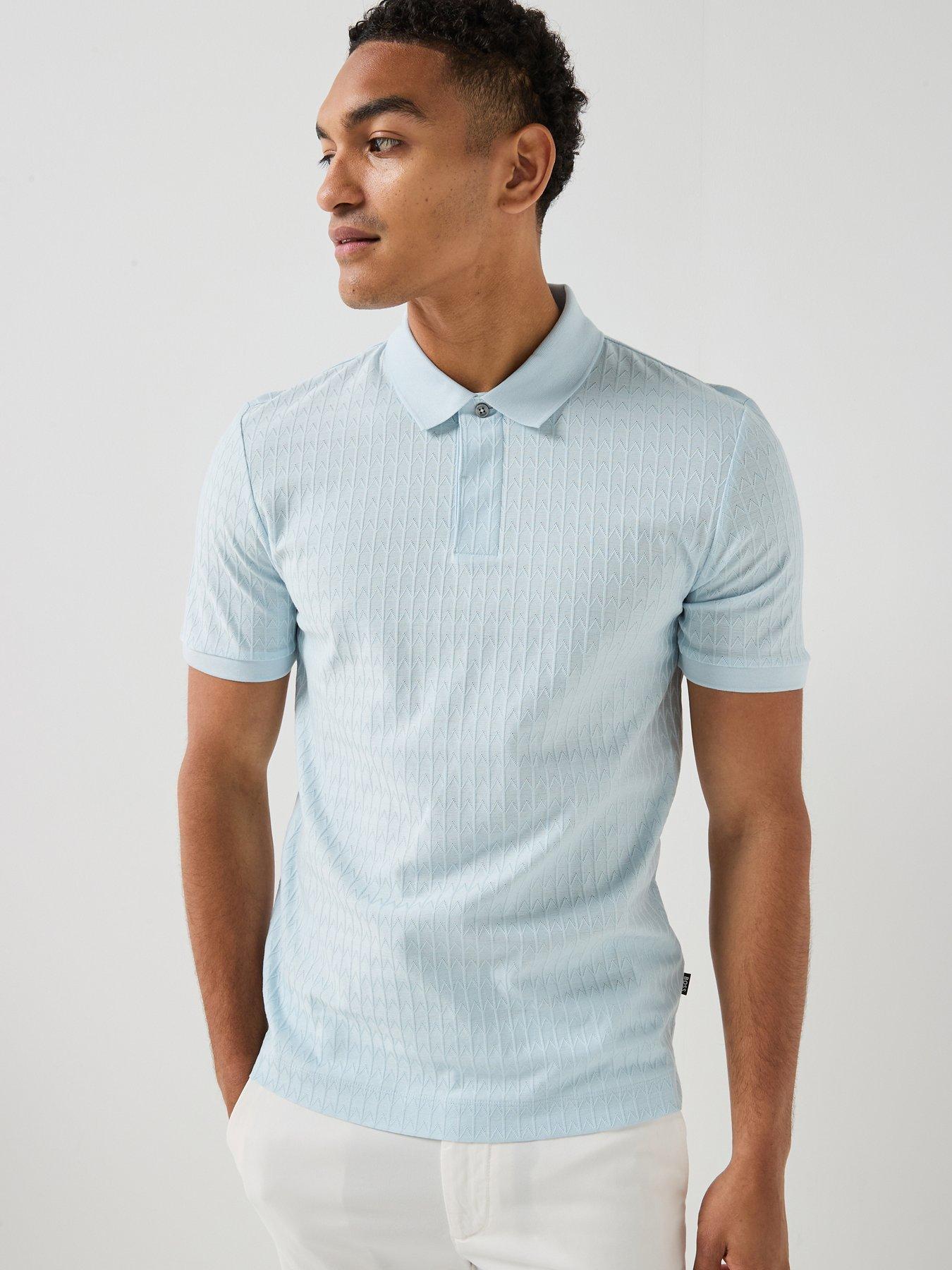 BOSS H-Parlay 321 Textured Polo Shirt - Blue