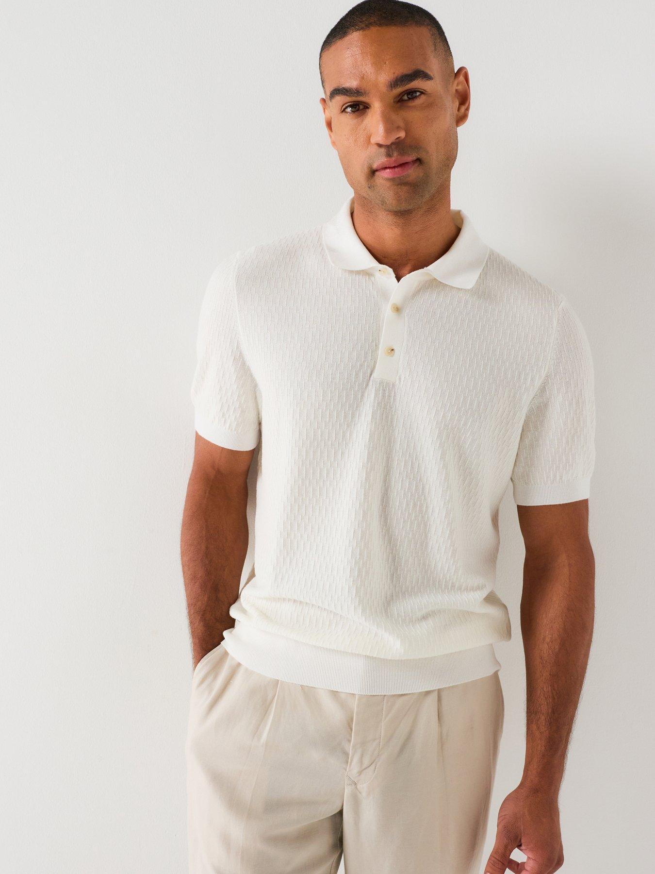 BOSS H-Lurazio Textured Knitted Polo Shirt - Open - White