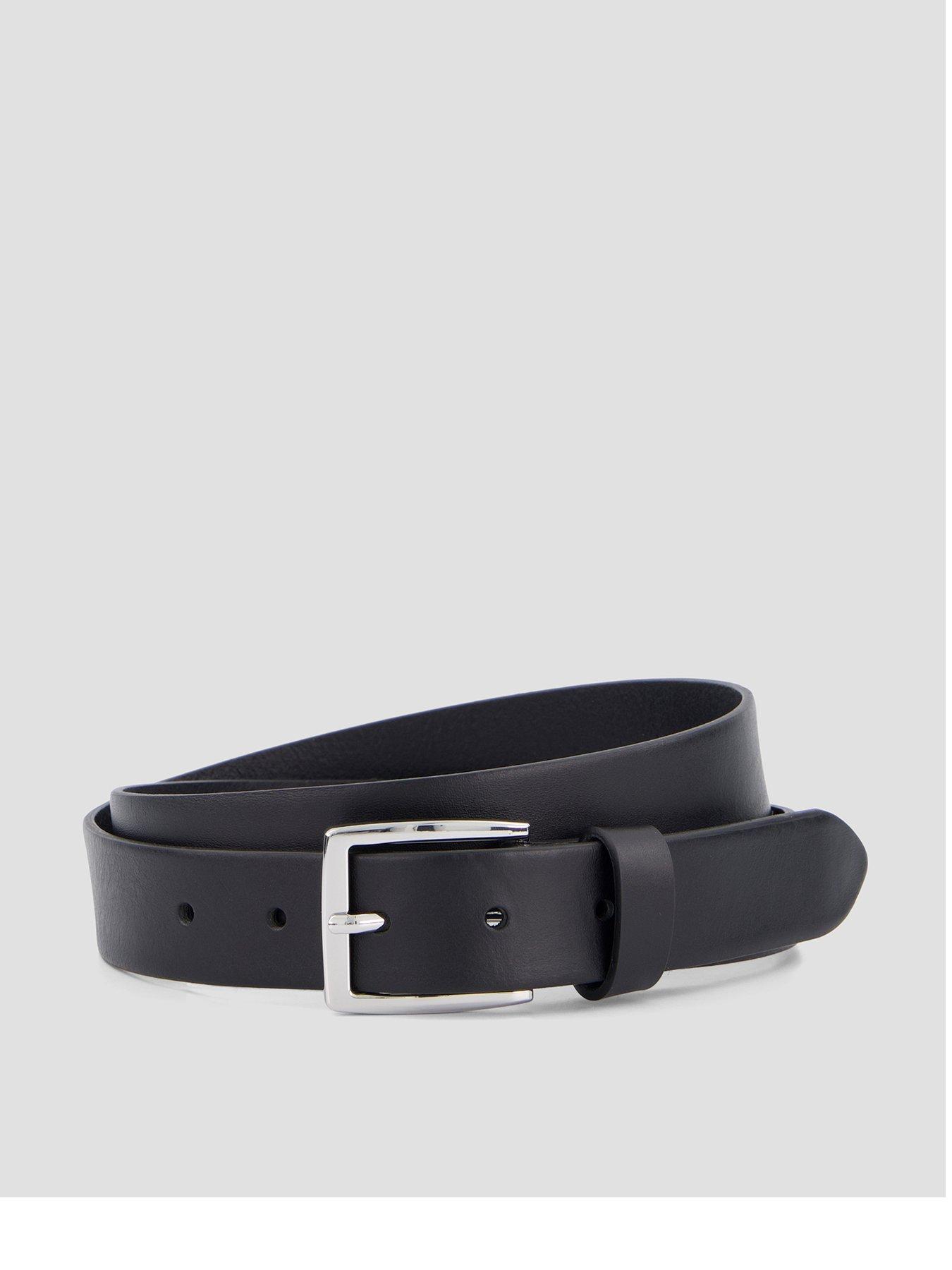 Jack & Jones Women's Leather Rectangular Buckle Belt - Black