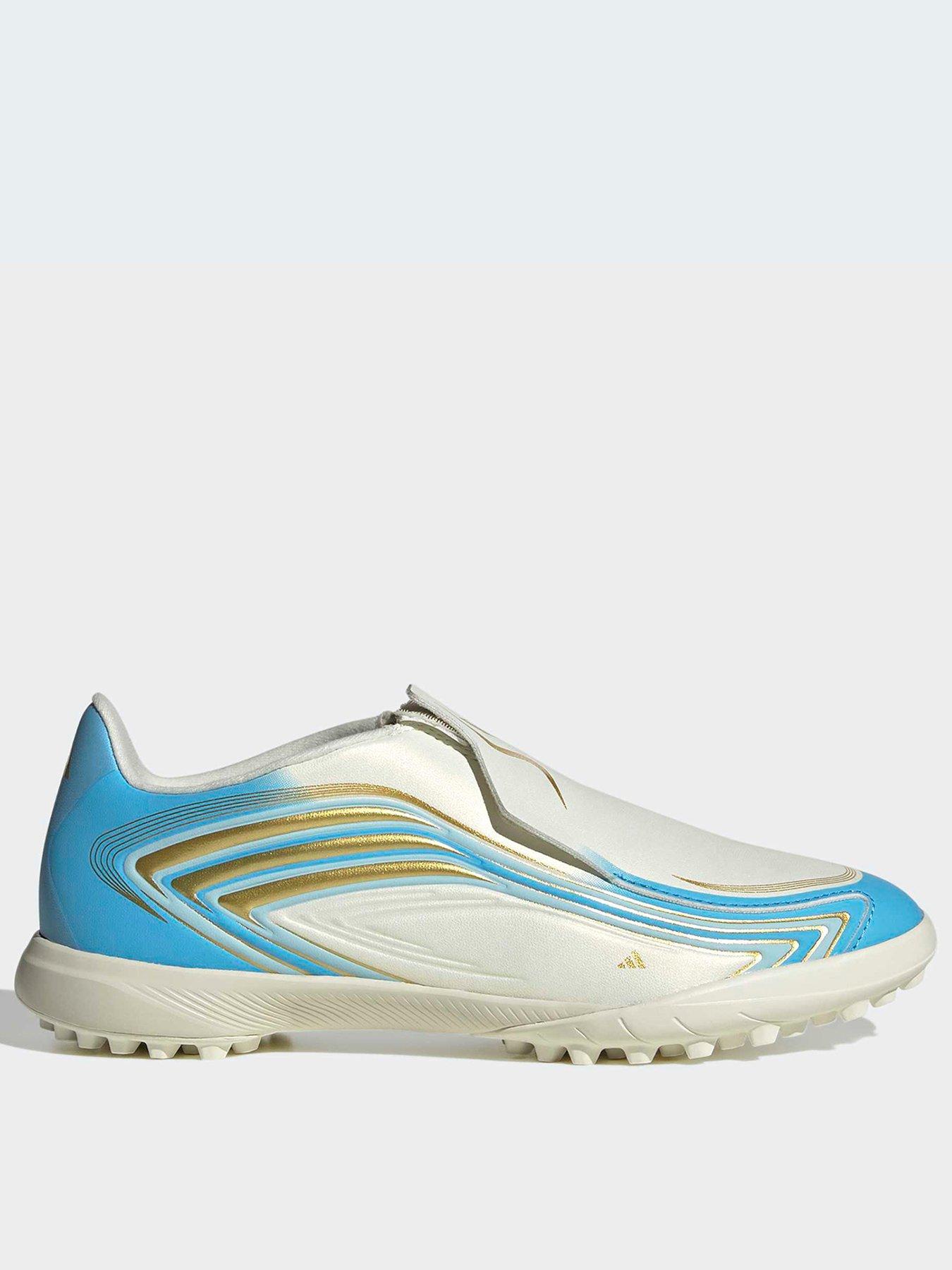 adidas Junior F50 Messi League Laceless Astro Turf Football Boots - White