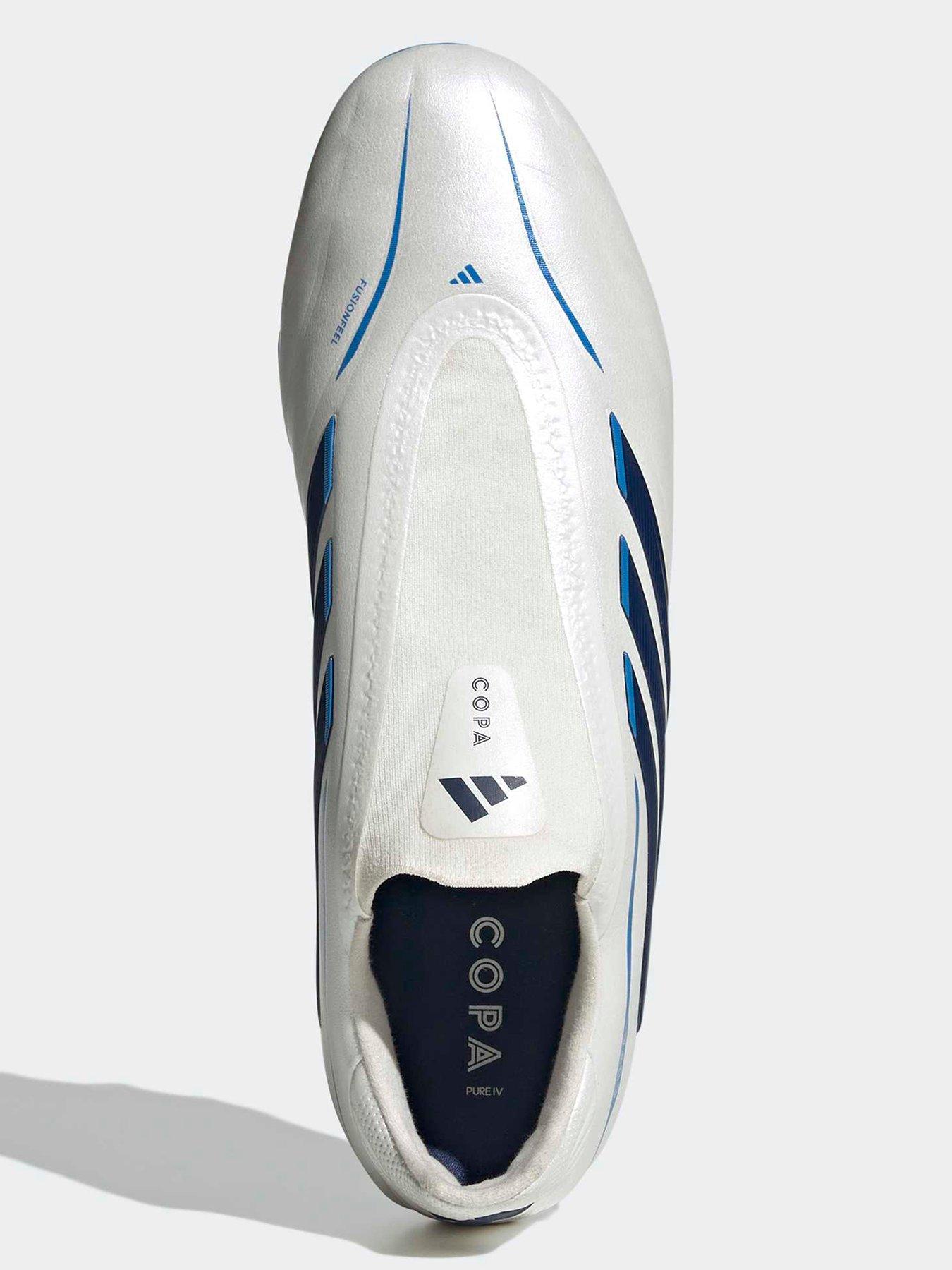 Image 4 of 7 of adidas Mens Copa Pure IV League Laceless Firm Ground Football Boots - White/Blue