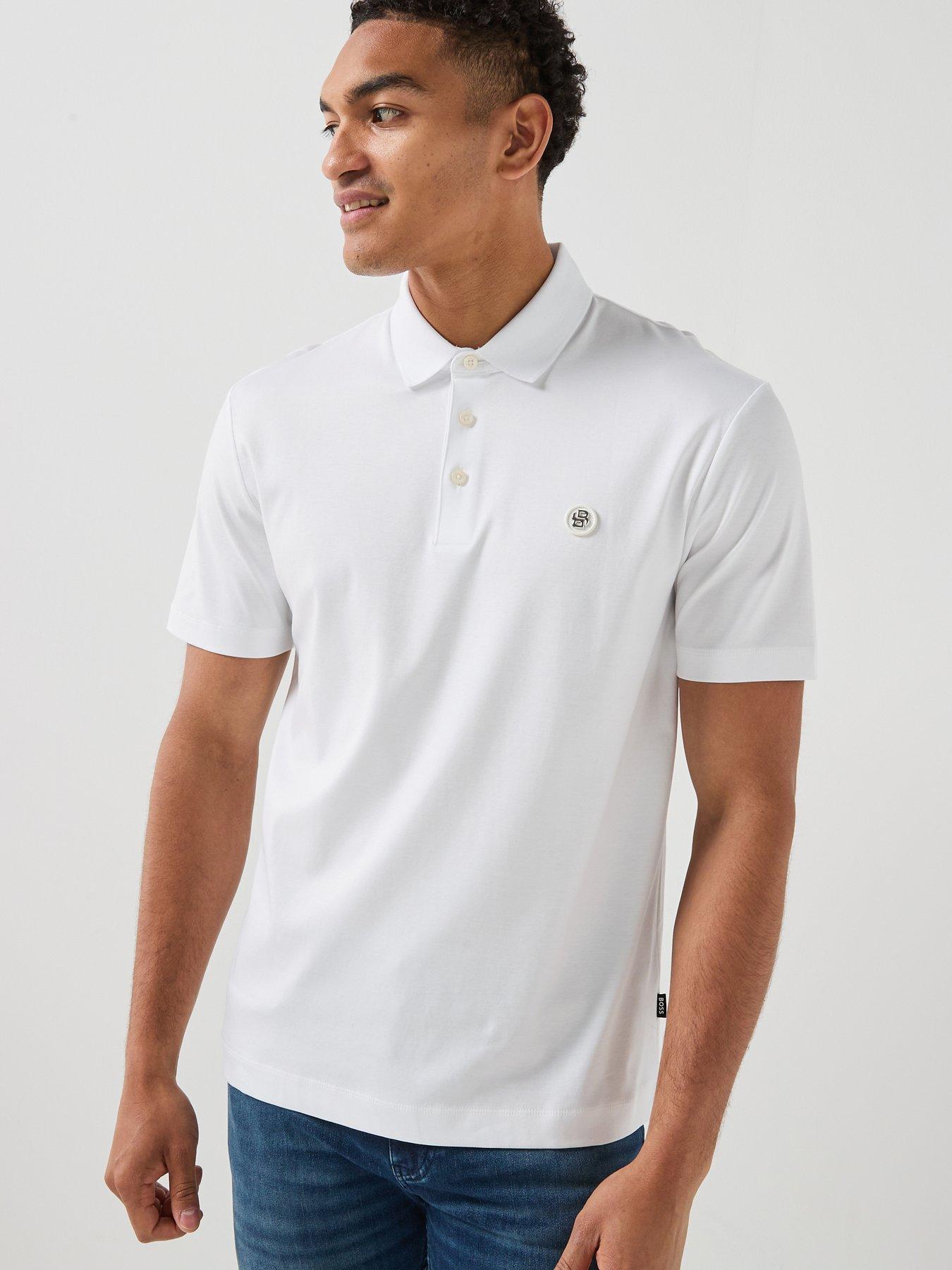 BOSS C-Parris Regular Fit Nickel Logo Polo Shirt - White