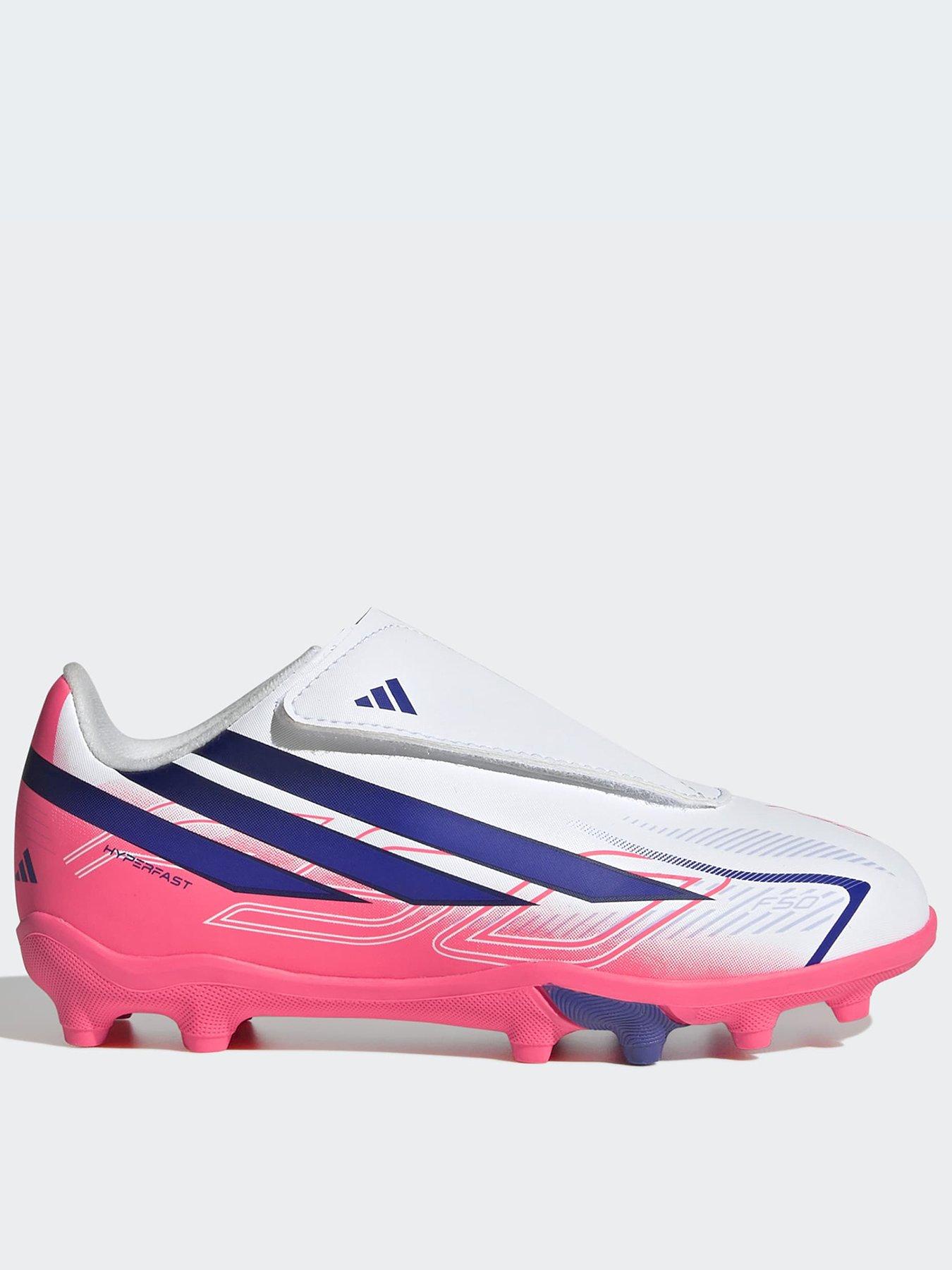 adidas Junior F50 Hyperfast Club No-LAce Firm Ground Football Boots - White