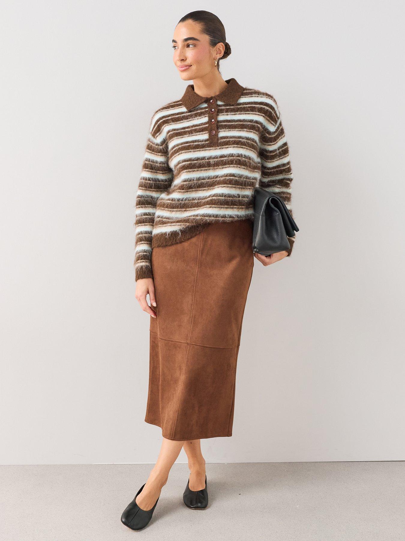 The Very Collection Suede Pencil Midi Skirt