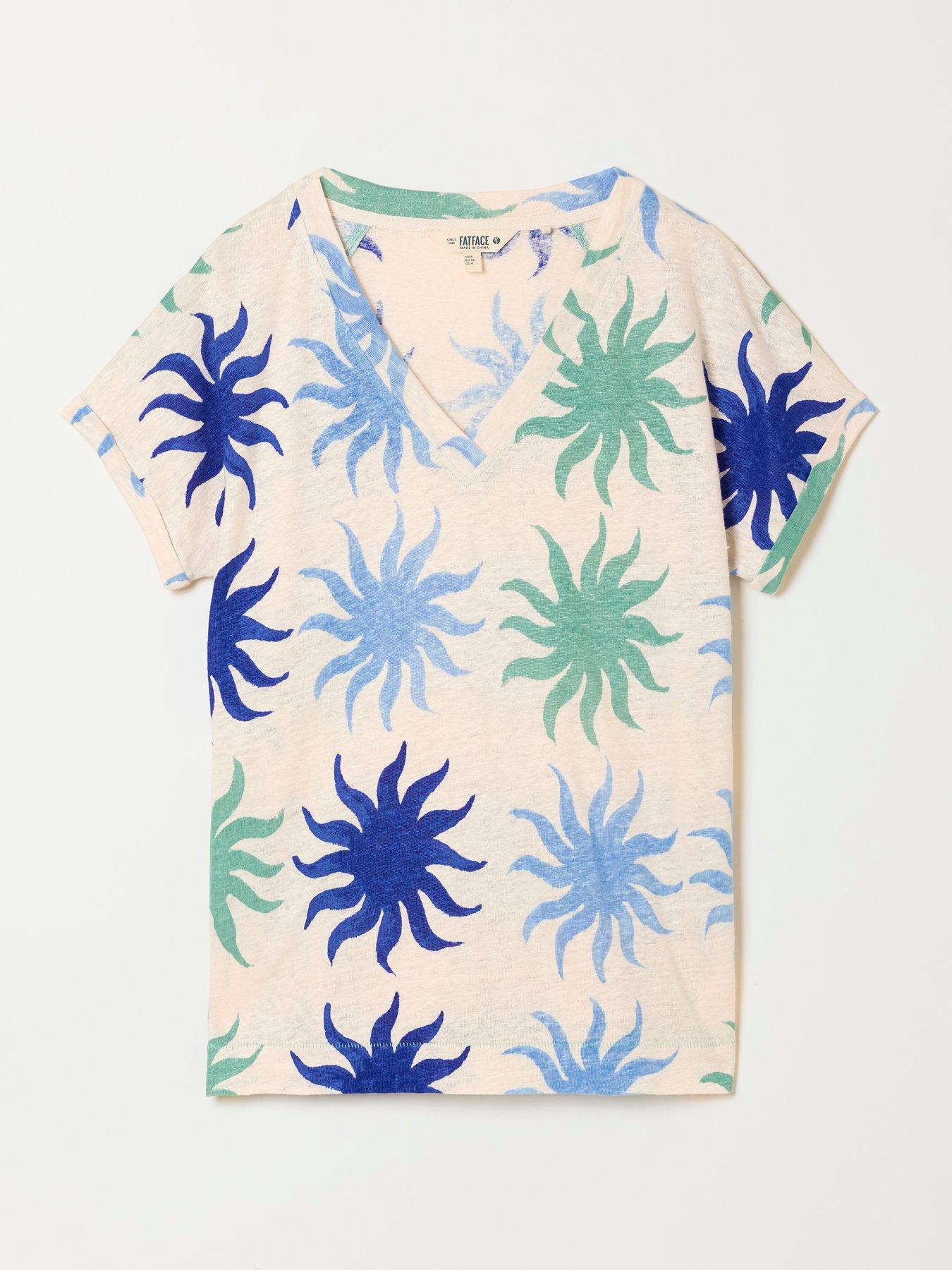 Image 5 of 5 of FatFace Lauren Sun Tile Print T-Shirt - White