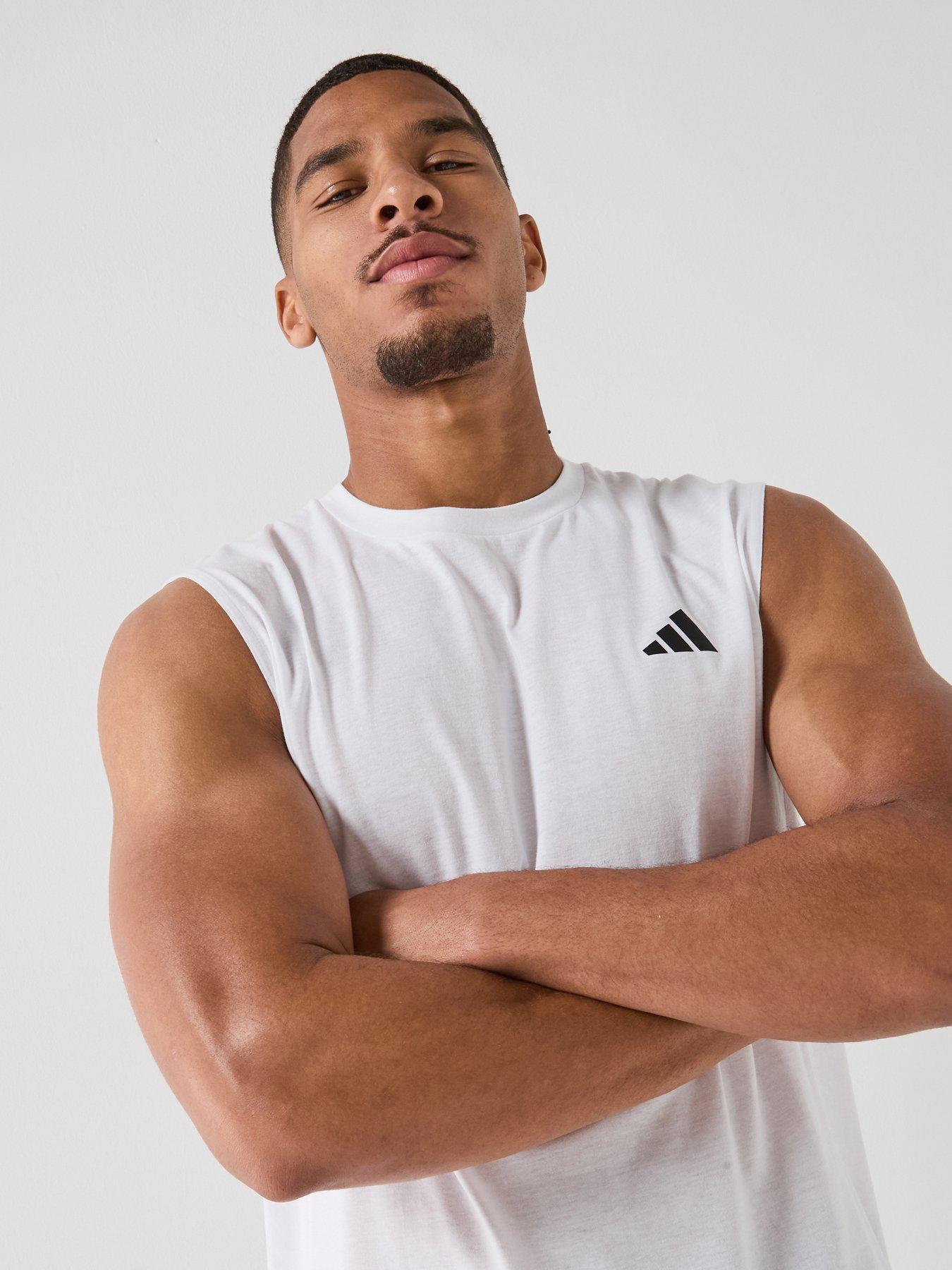 Image 4 of 6 of adidas Mens Training Workout Essentials Vest - White