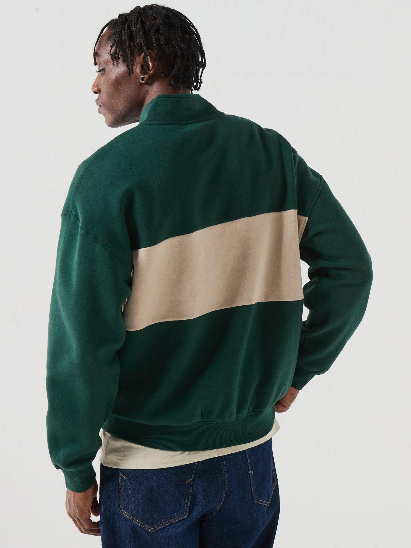 Image 2 of 6 of ONLY & SONS Only&amp;Sons Block Half Zip Sweatshirt - Green