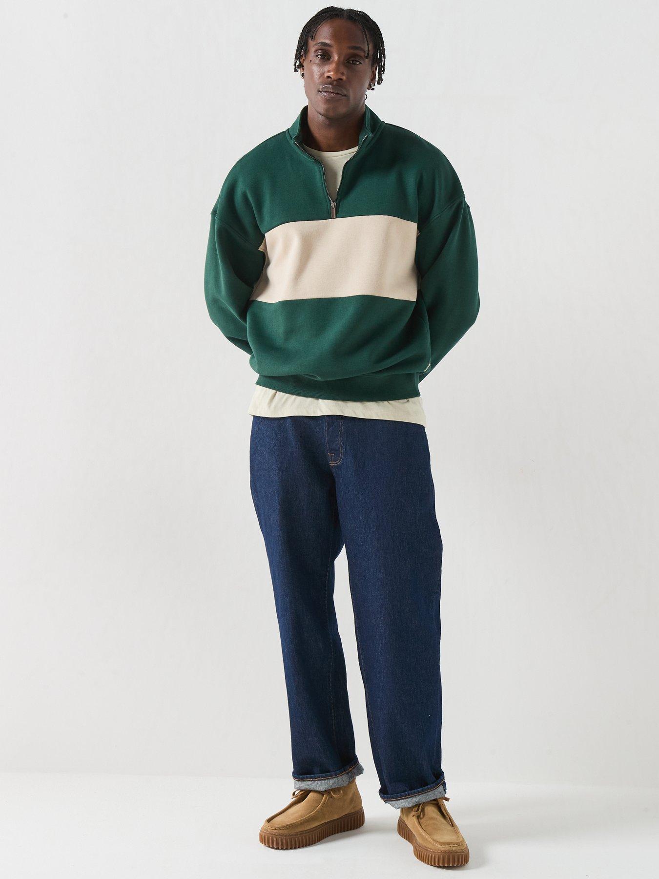 Image 3 of 6 of ONLY & SONS Only&amp;Sons Block Half Zip Sweatshirt - Green