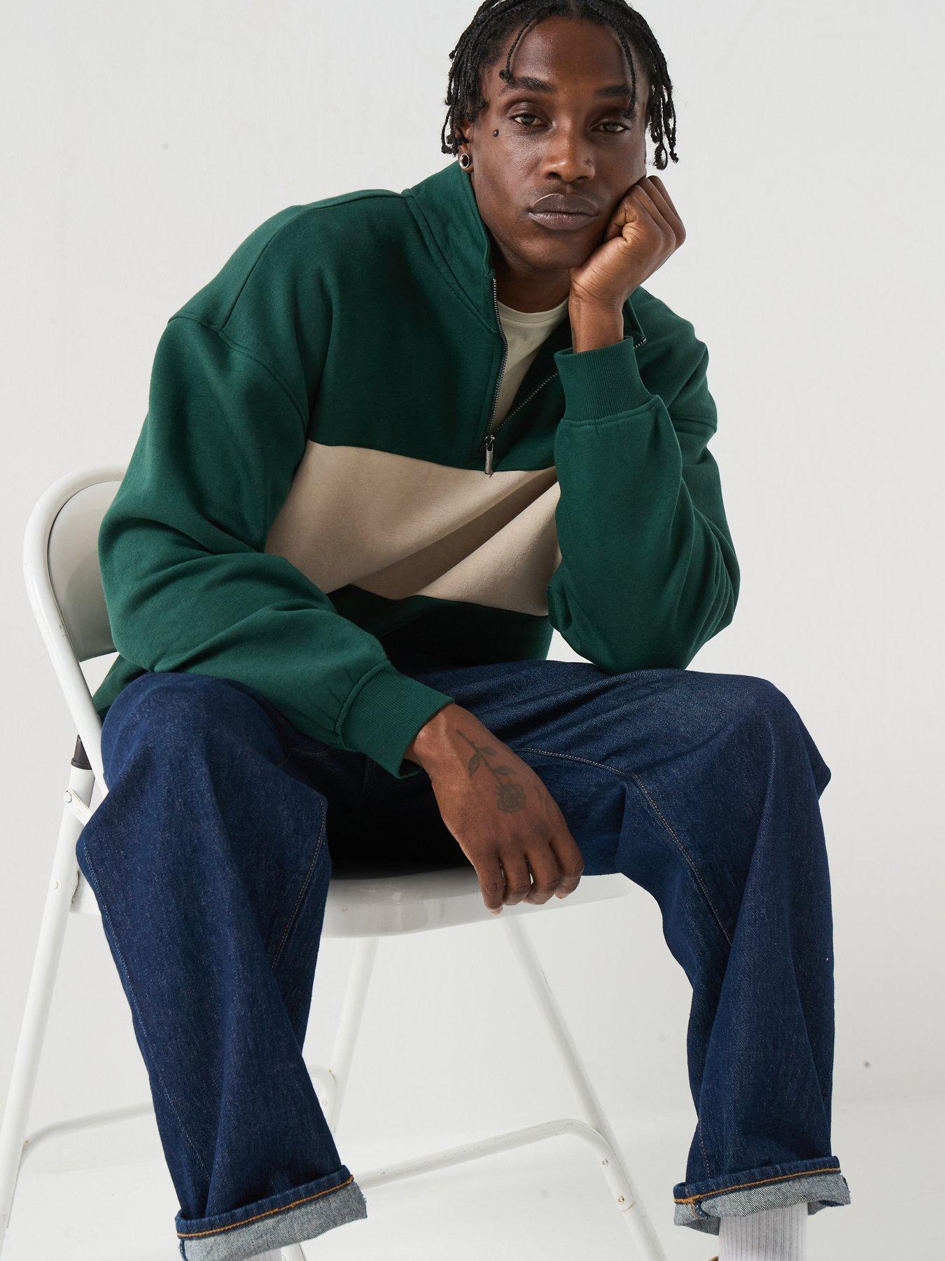 Image 4 of 6 of ONLY & SONS Only&amp;Sons Block Half Zip Sweatshirt - Green