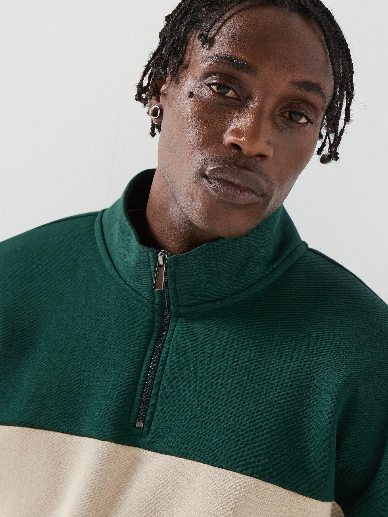 Image 5 of 6 of ONLY & SONS Only&amp;Sons Block Half Zip Sweatshirt - Green
