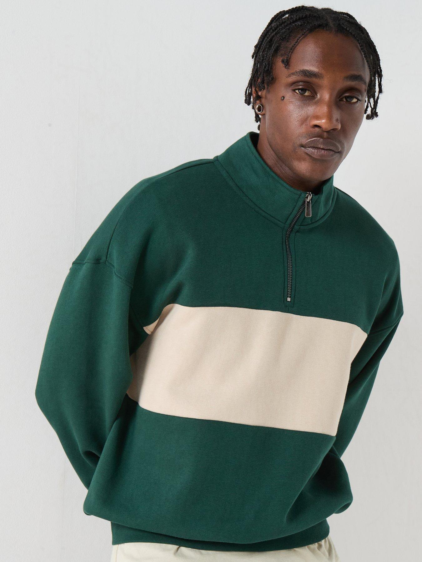 Image 6 of 6 of ONLY & SONS Only&amp;Sons Block Half Zip Sweatshirt - Green