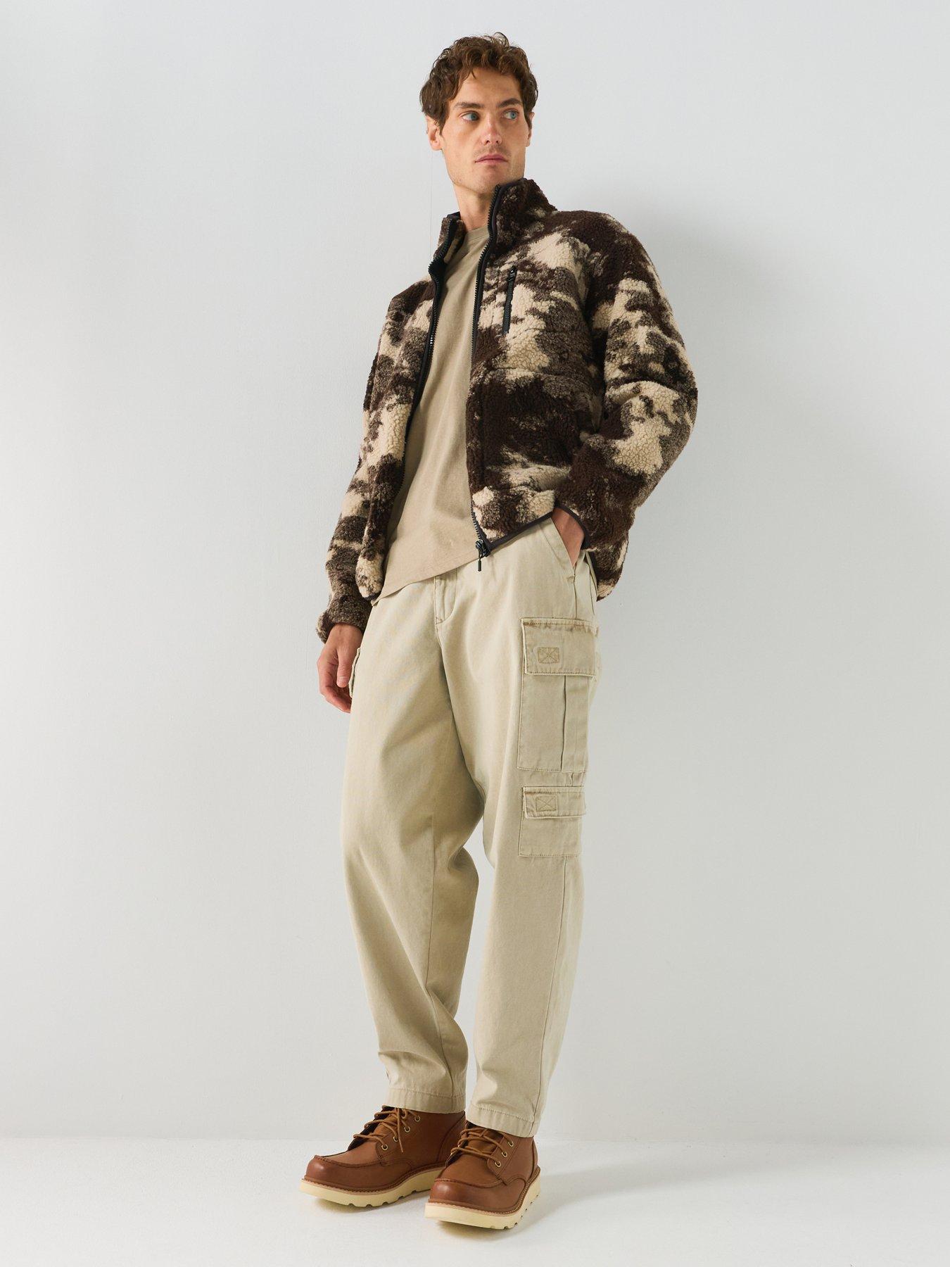 Image 1 of 6 of ONLY & SONS Mens Wadud Sherpa Funnel Neck Camo Jacket - Coffee Bean