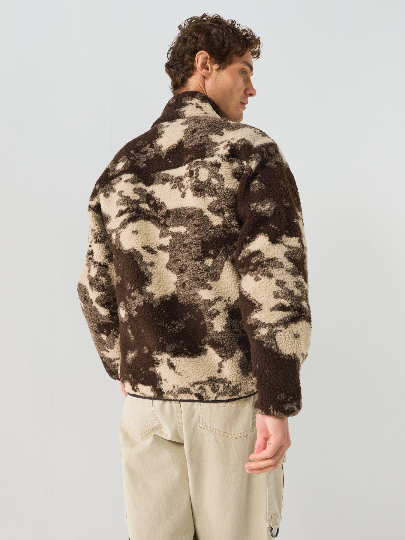 Image 2 of 6 of ONLY & SONS Mens Wadud Sherpa Funnel Neck Camo Jacket - Coffee Bean
