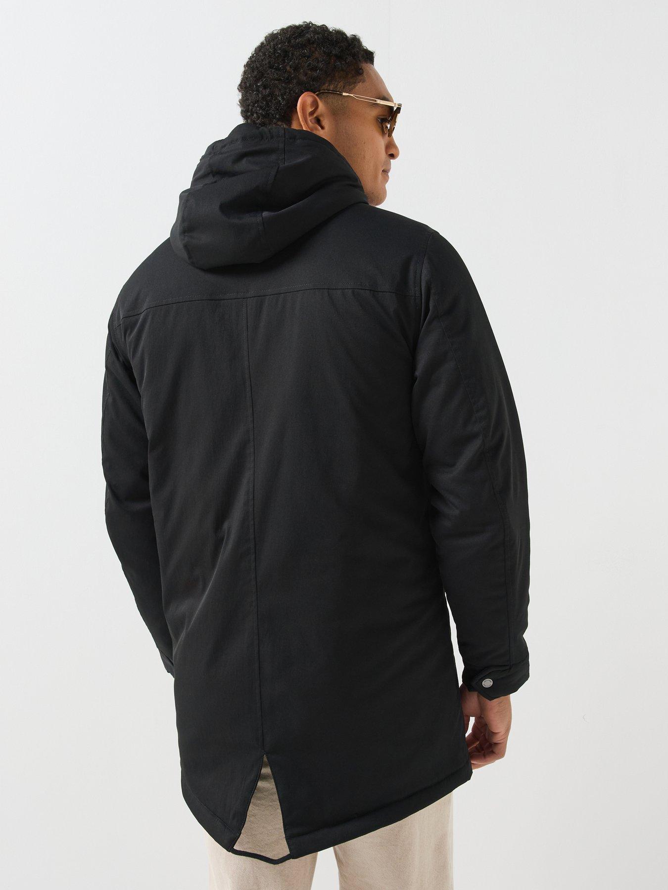 Image 2 of 6 of ONLY & SONS Mens Alexander Life Borg Lined Hood Parka Coat - Black
