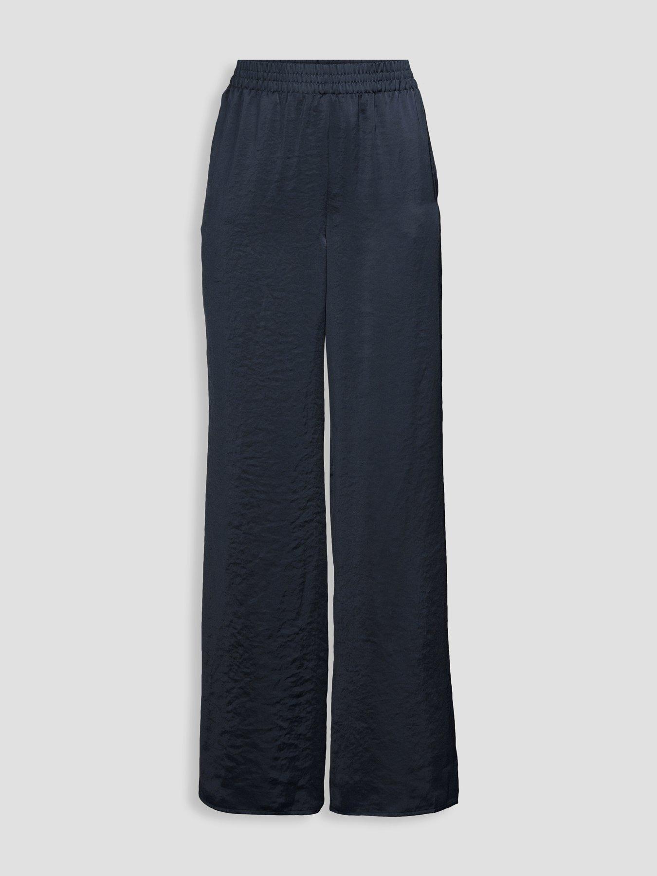 Image 7 of 7 of The Very Collection Satin Wide Leg Trousers - Navy