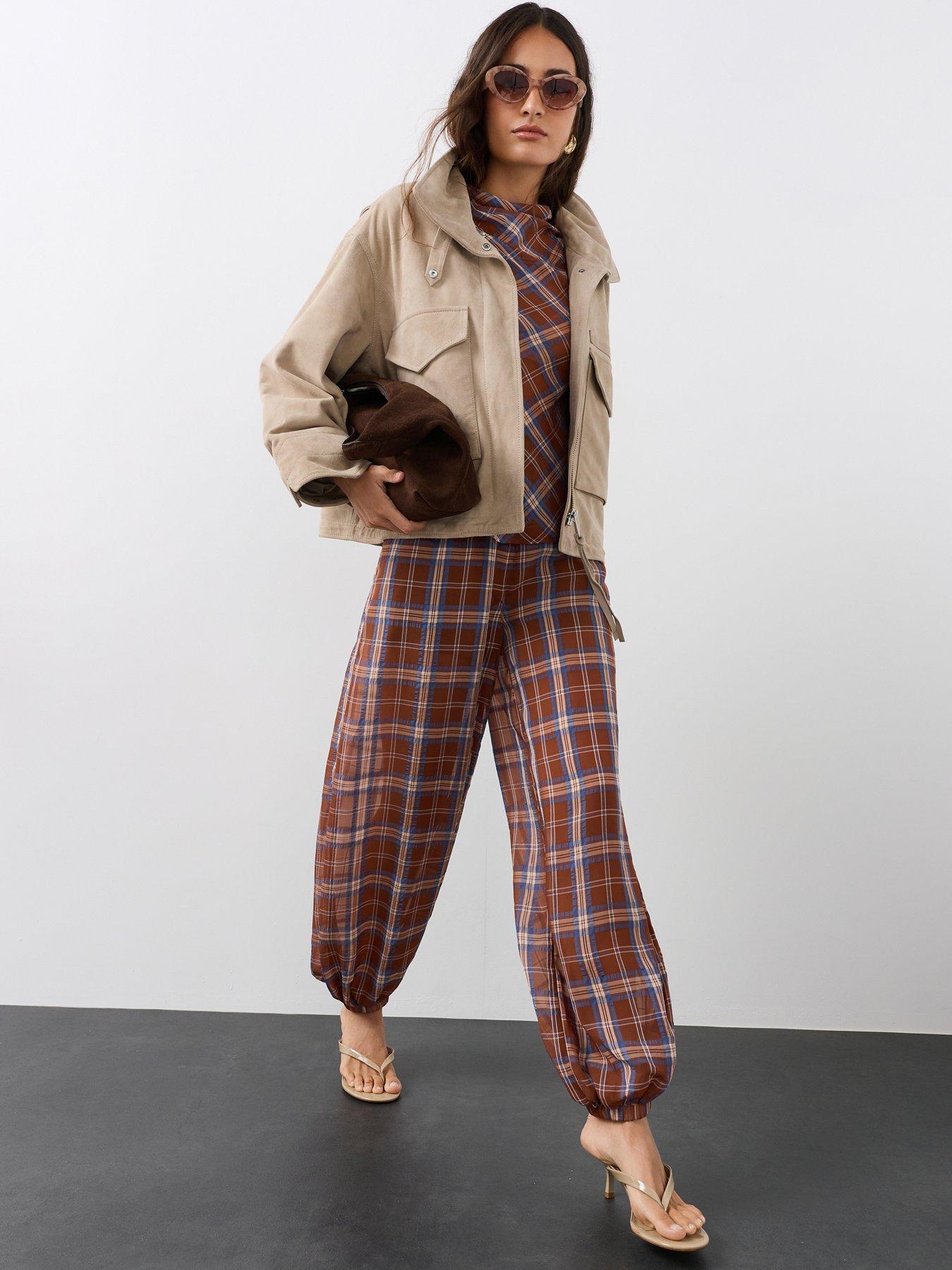 The Very Collection Checked Georgette Balloon Trousers