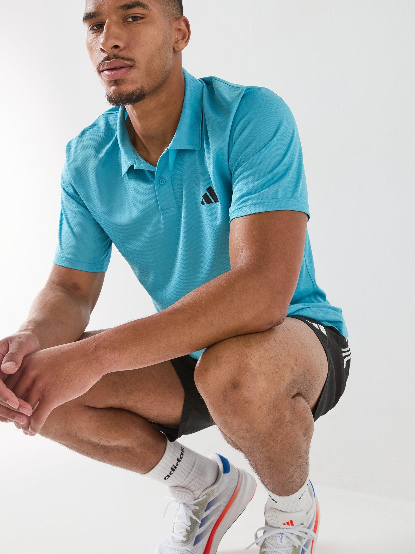 Image 6 of 6 of adidas Mens Training Workout Essentials Polo Shirt - Blue