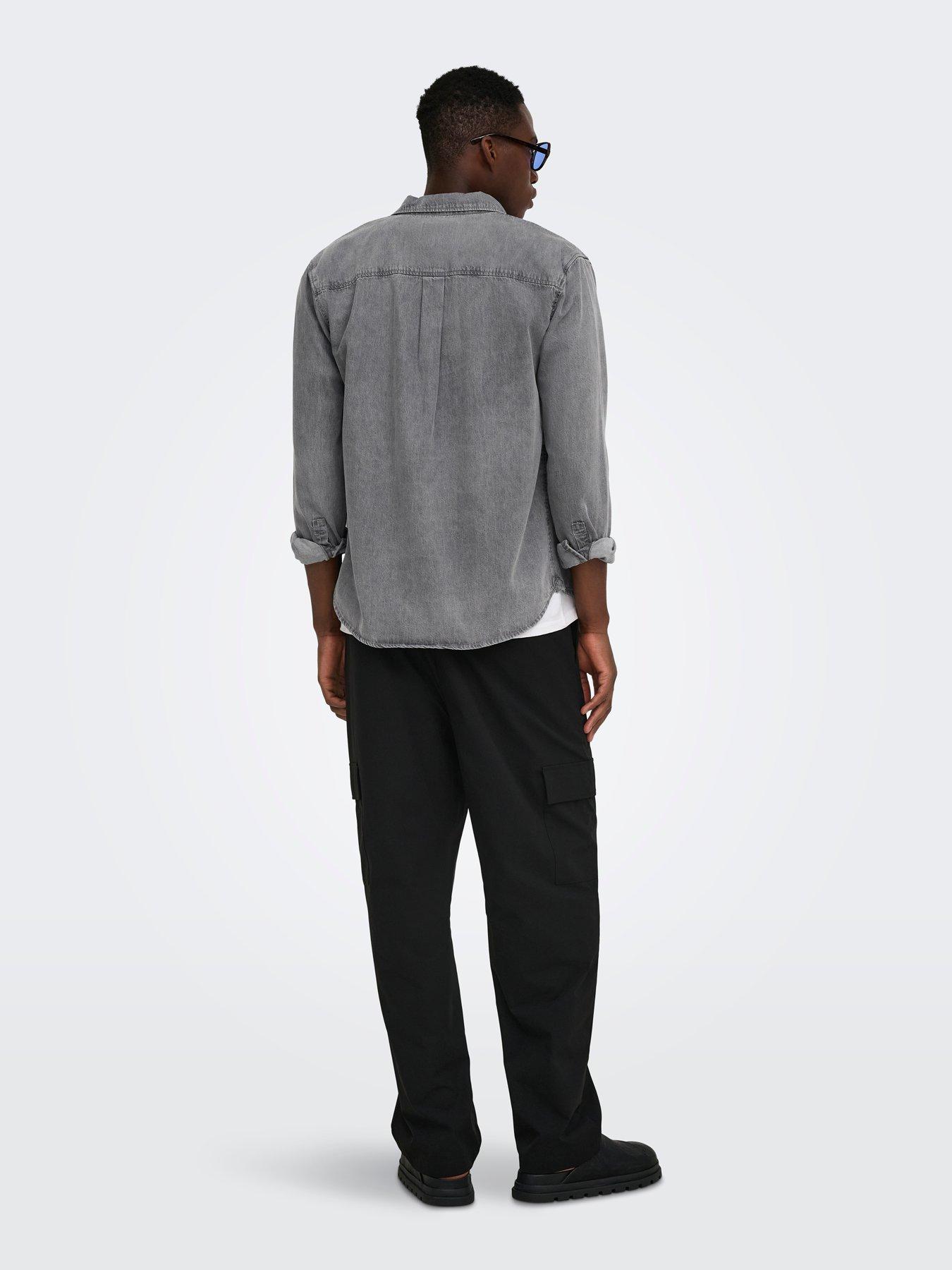 Image 2 of 7 of ONLY & SONS Only&amp;Sons Long Sleeve Denim Shirt - Blue