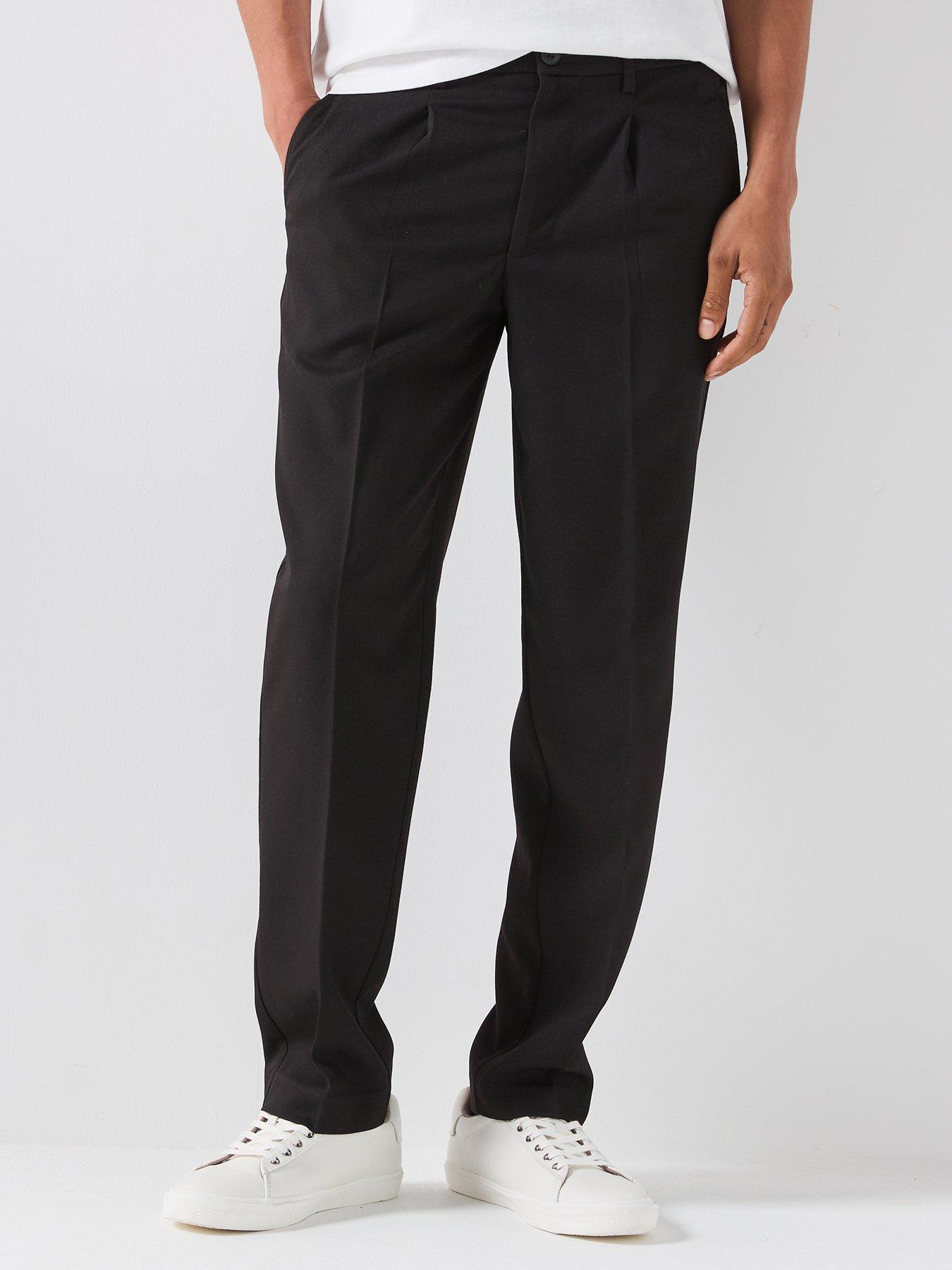 Image 1 of 6 of ONLY & SONS Mens Tapered Stretch Tailored Smart Trousers - Black