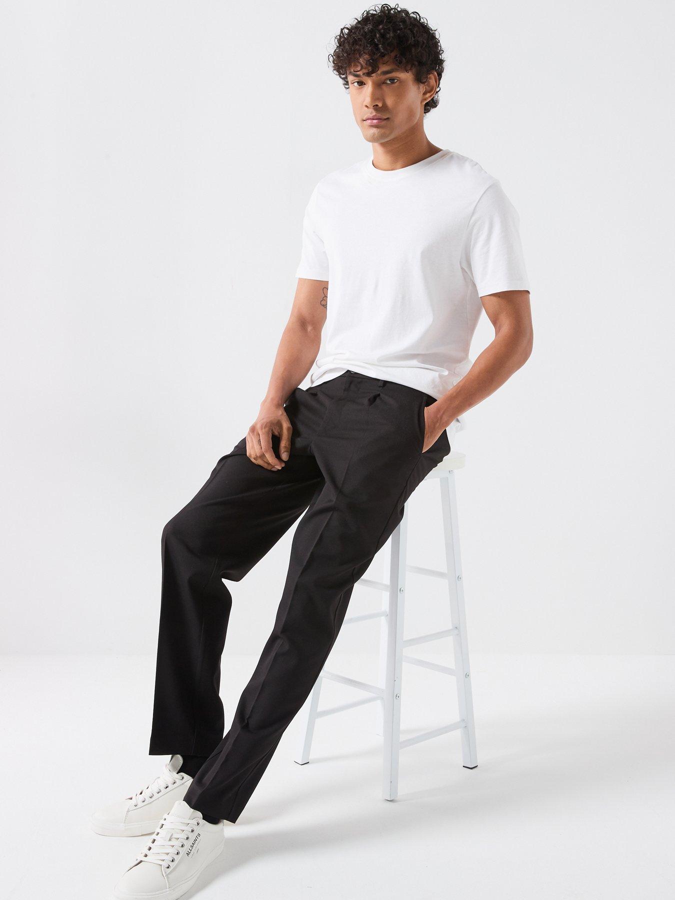 Image 4 of 6 of ONLY & SONS Mens Tapered Stretch Tailored Smart Trousers - Black