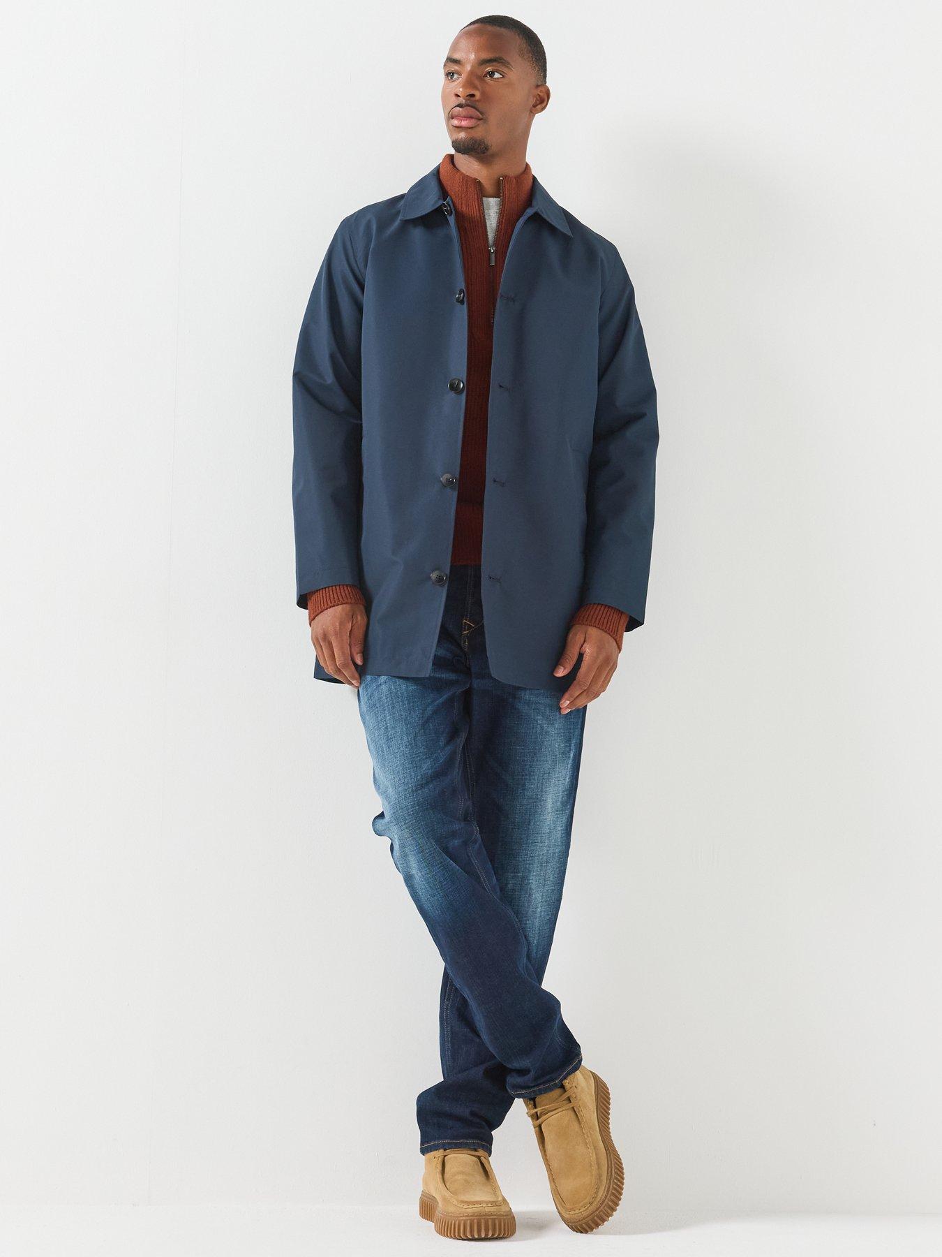Image 3 of 5 of ONLY & SONS Mens Button-Through Lightweight Halle Trench Coat - Navy Blazer