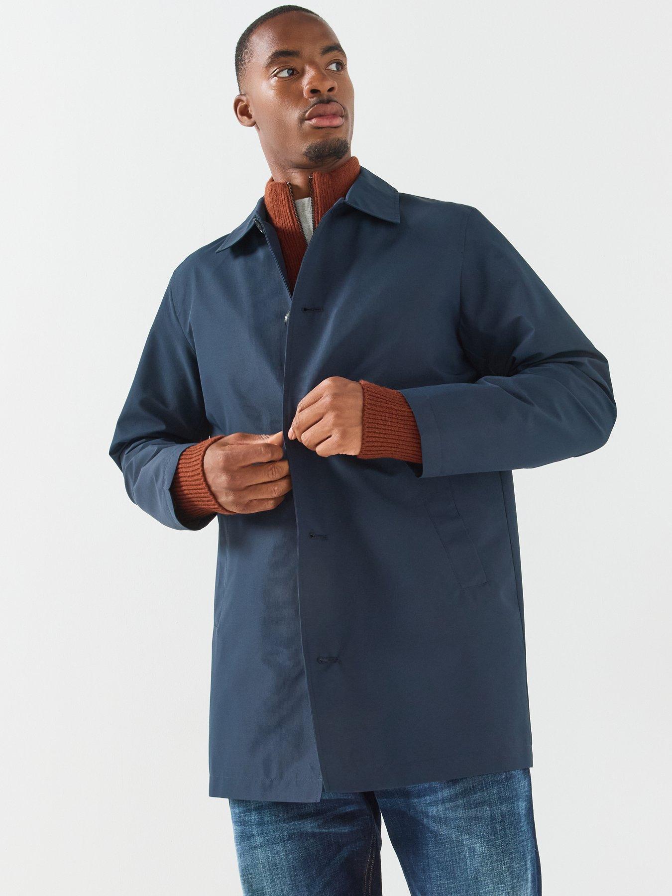 Image 5 of 5 of ONLY & SONS Mens Button-Through Lightweight Halle Trench Coat - Navy Blazer