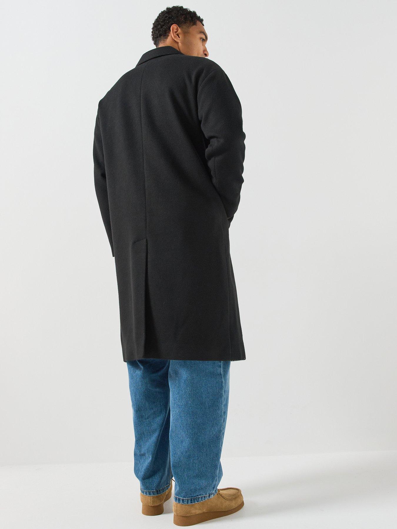 Image 2 of 5 of ONLY & SONS Mens Stanley Longline Notch Lapel Button Formal Coat - Black